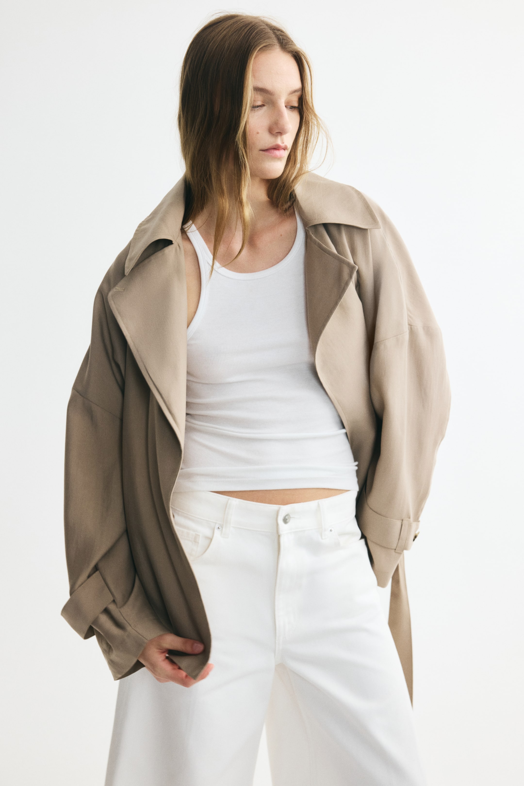 Short Lyocell-Blend Trench Coat