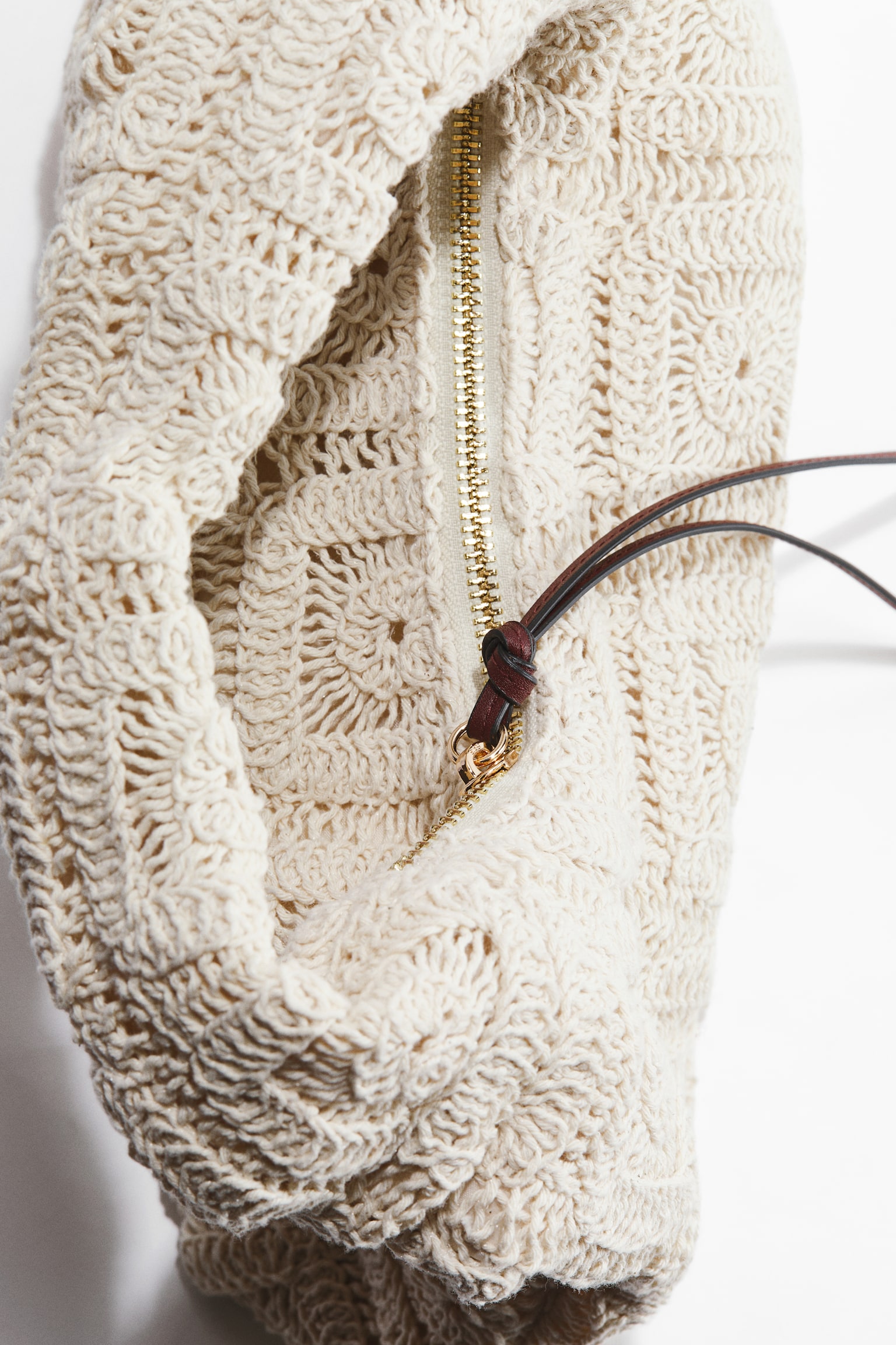 Crochet-look handbag - Light beige - 3