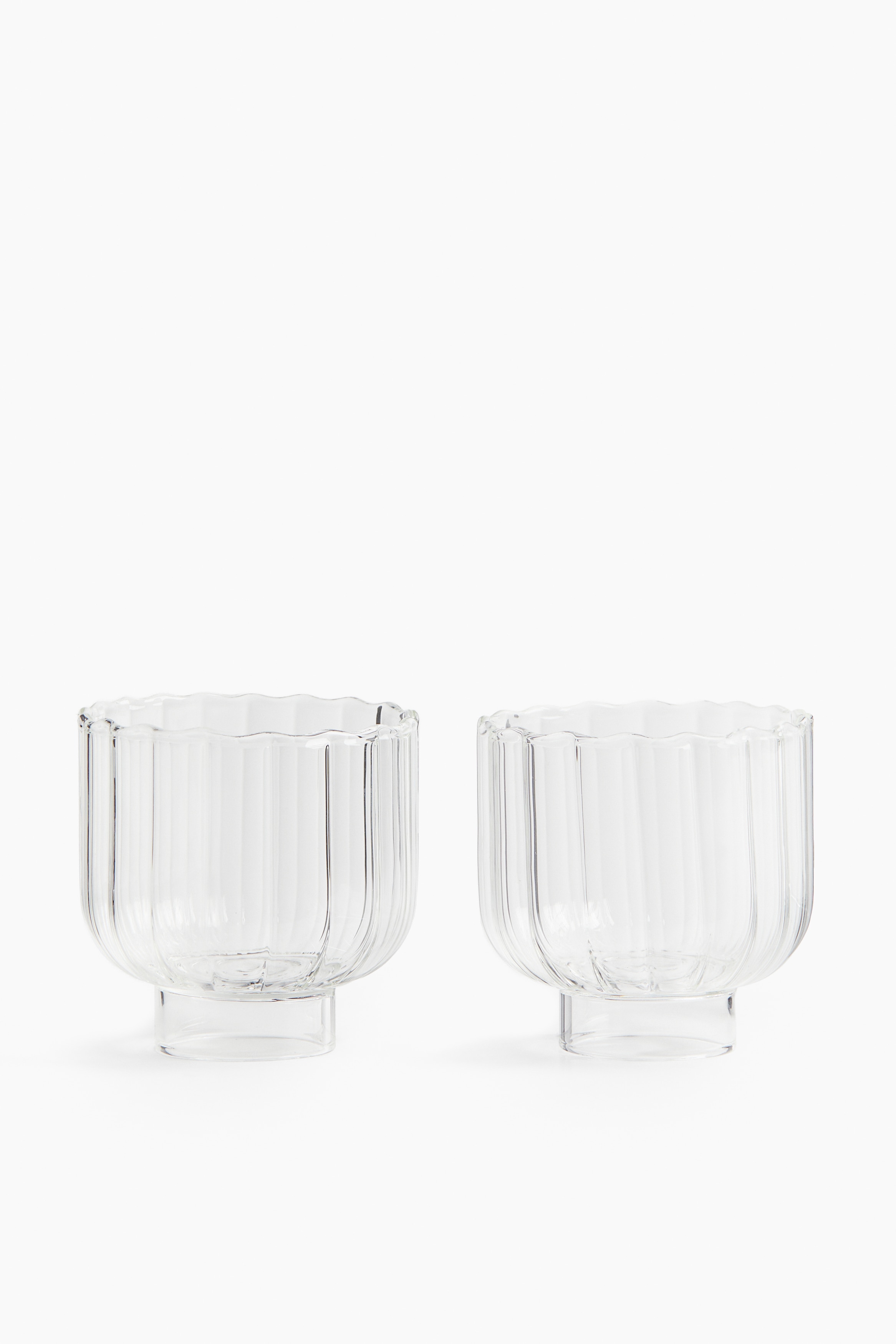 Set de 2 pahare canelate - Transparent/Transparent/roz/Transparent/chihlimbariu