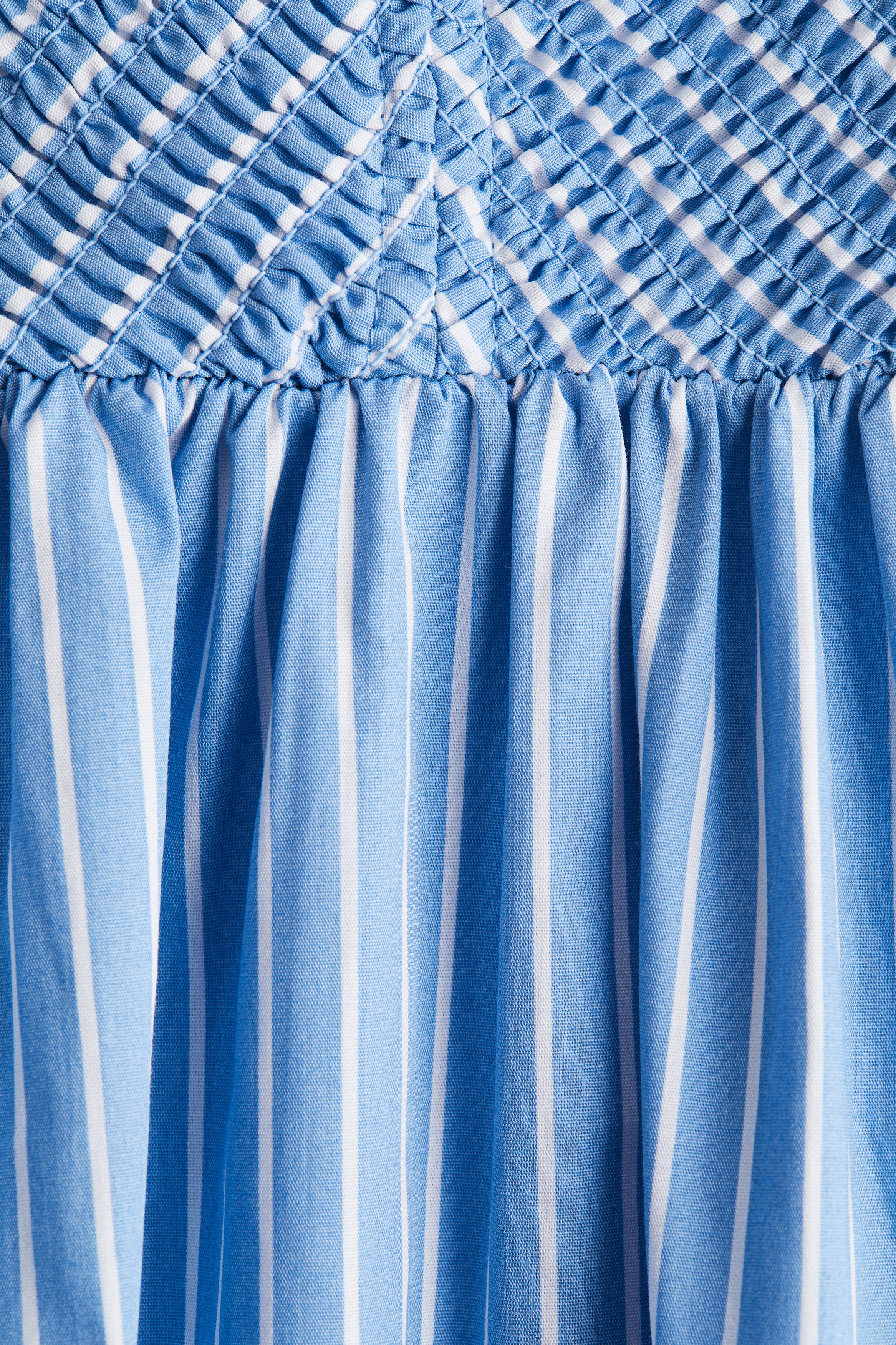 Smocked-bodice cotton dress