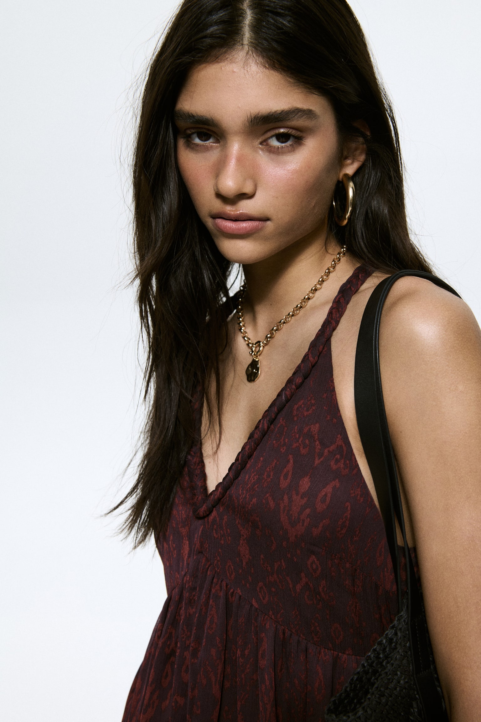 Chiffon maxi dress - Dark brown/Patterned - 4