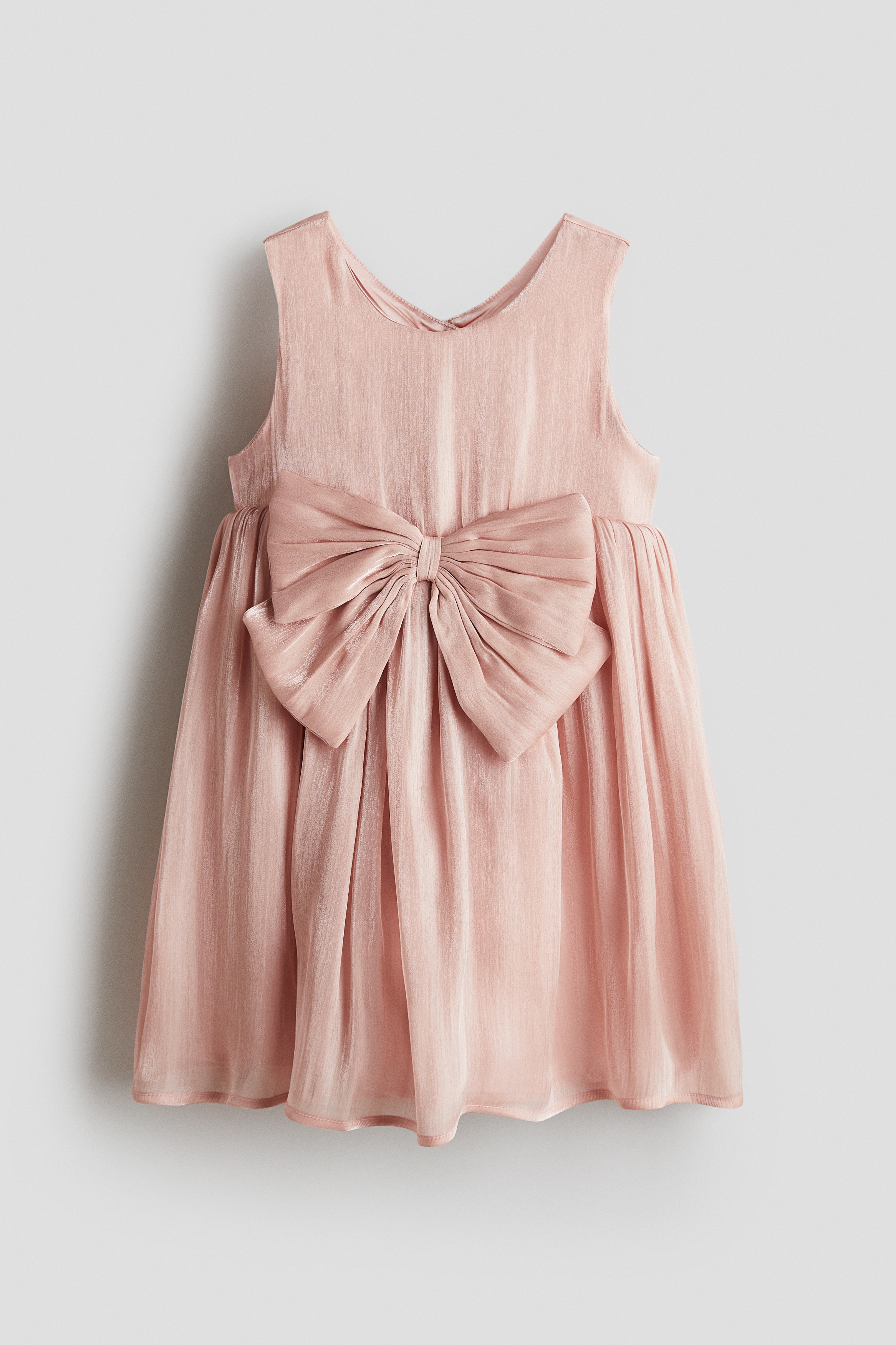 Bow-detail organza dress - Light dusty pink/White