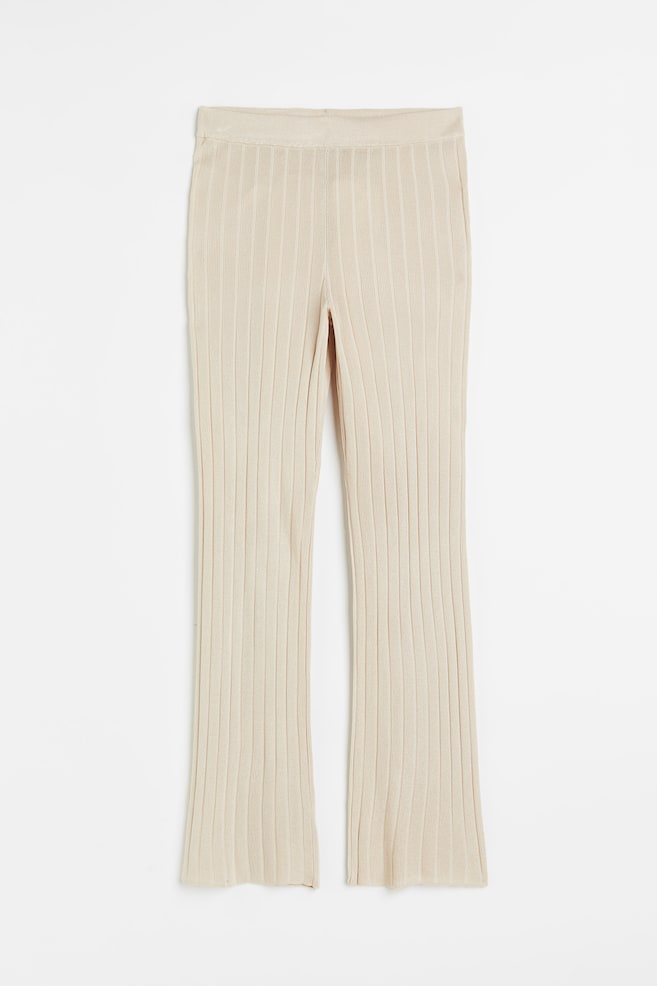 Pantaloni in maglia a coste - Beige chiaro/Grigio scuro/Beige chiaro - 1