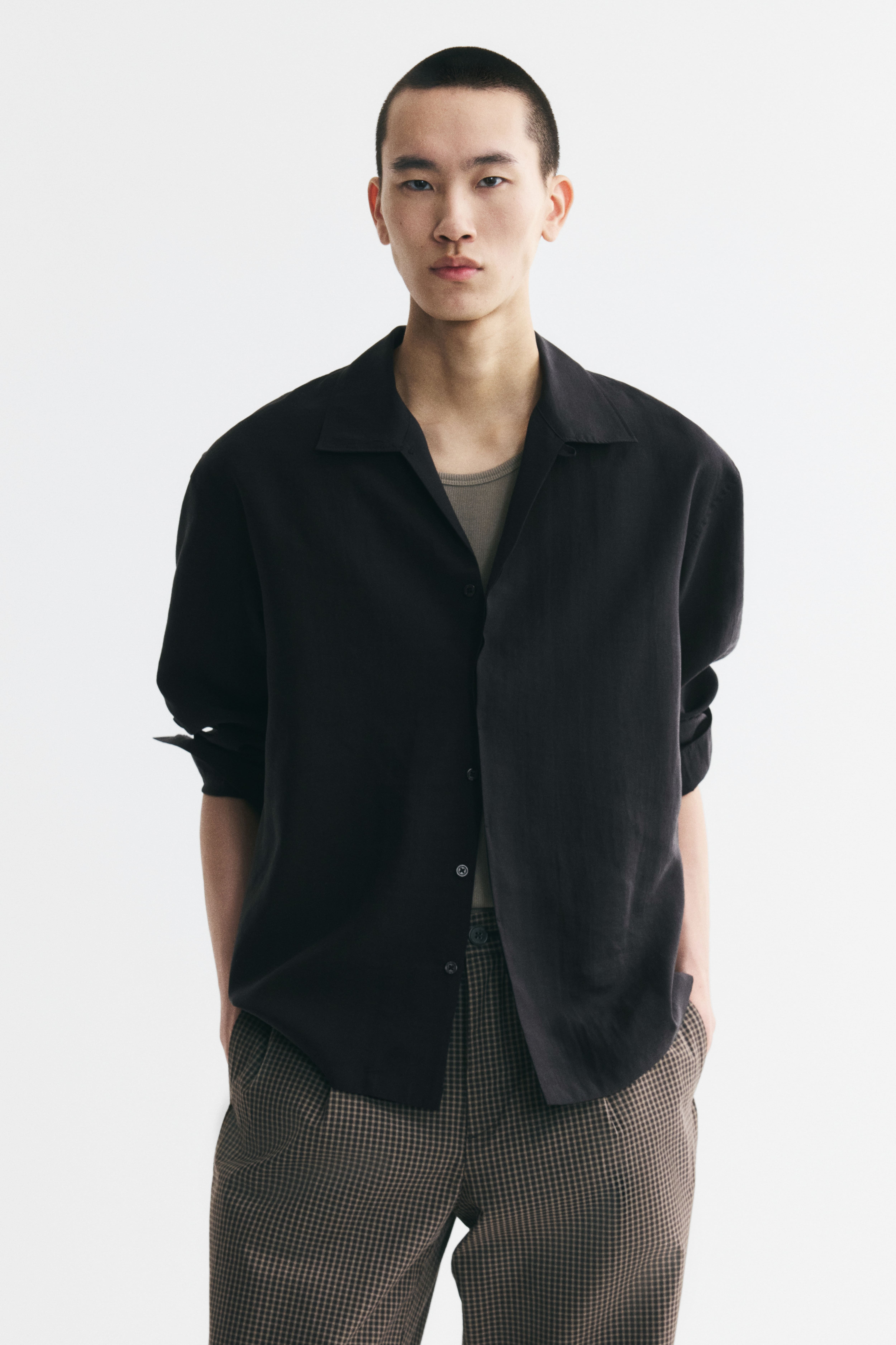 Chemise décontractée avec col cubain