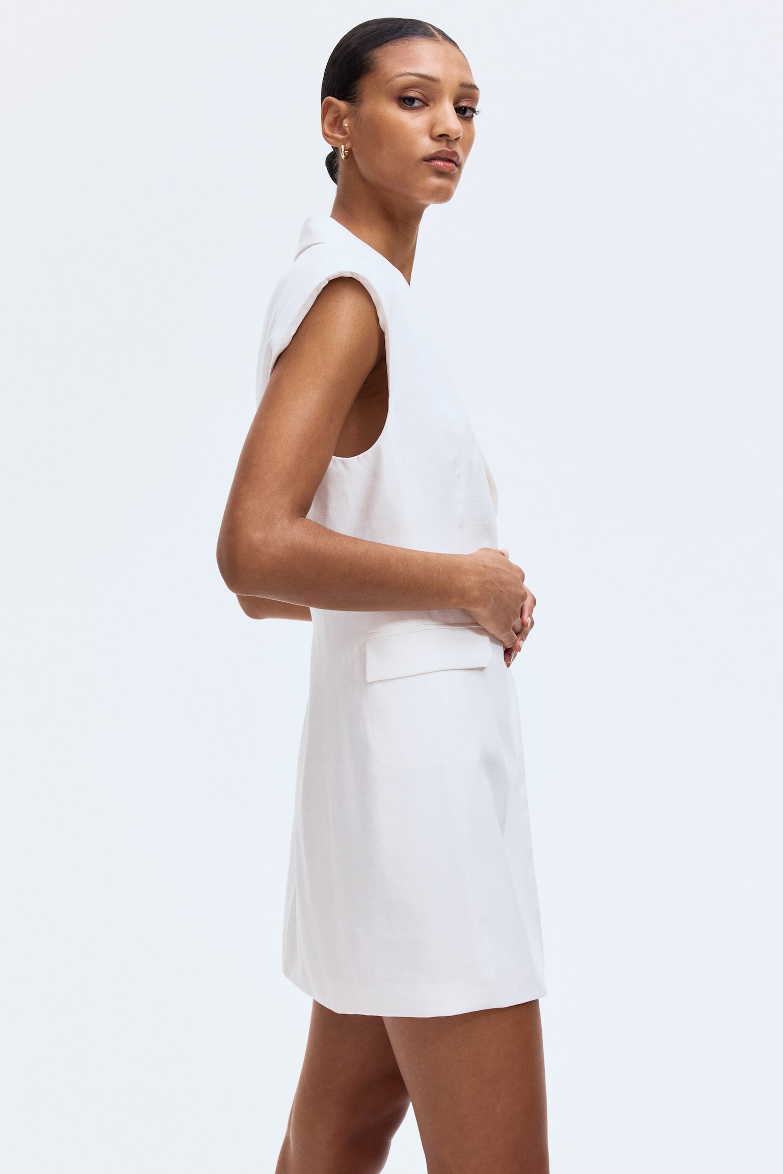 Double-breasted blazer dress - White - 5