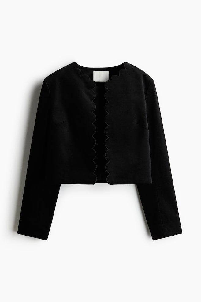 Veste en velours à bords festonnés - Noir - 1