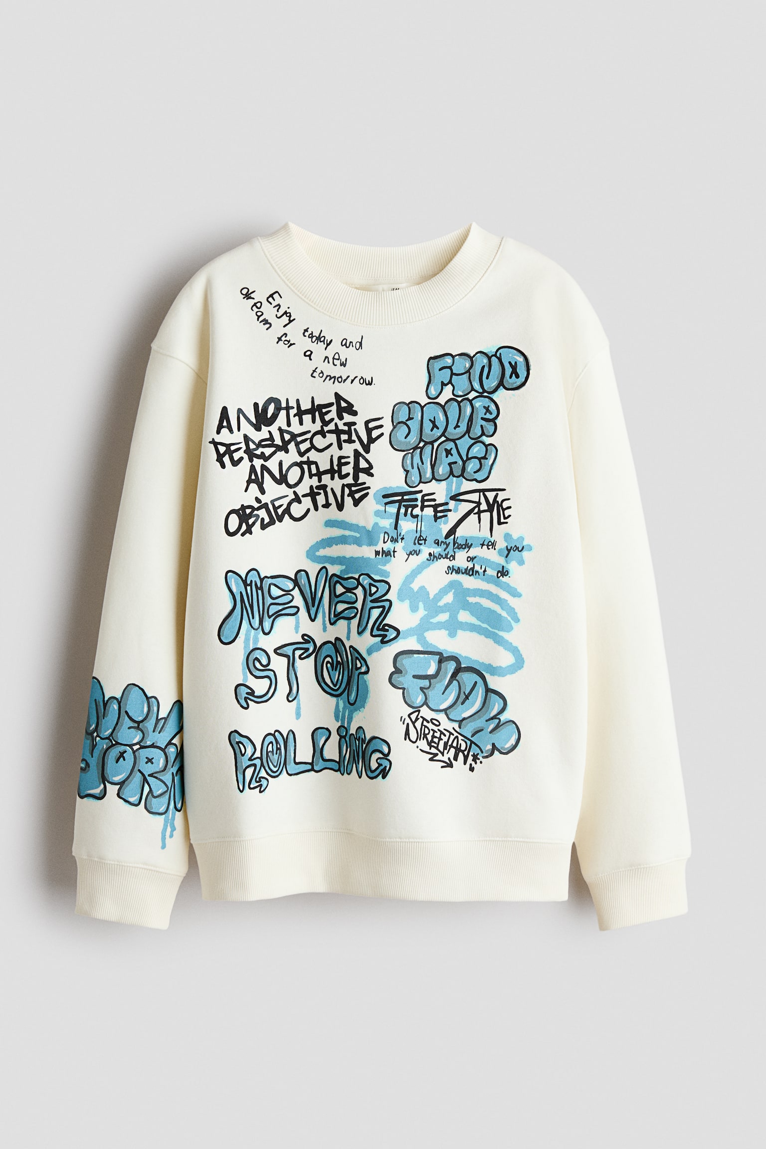 Sweatshirt med tryckta motiv - Crèmevit/Find your way