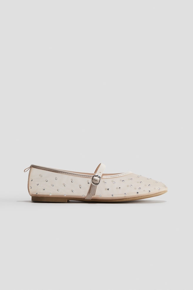 Ballerines ornementées en mesh - Crème - 1