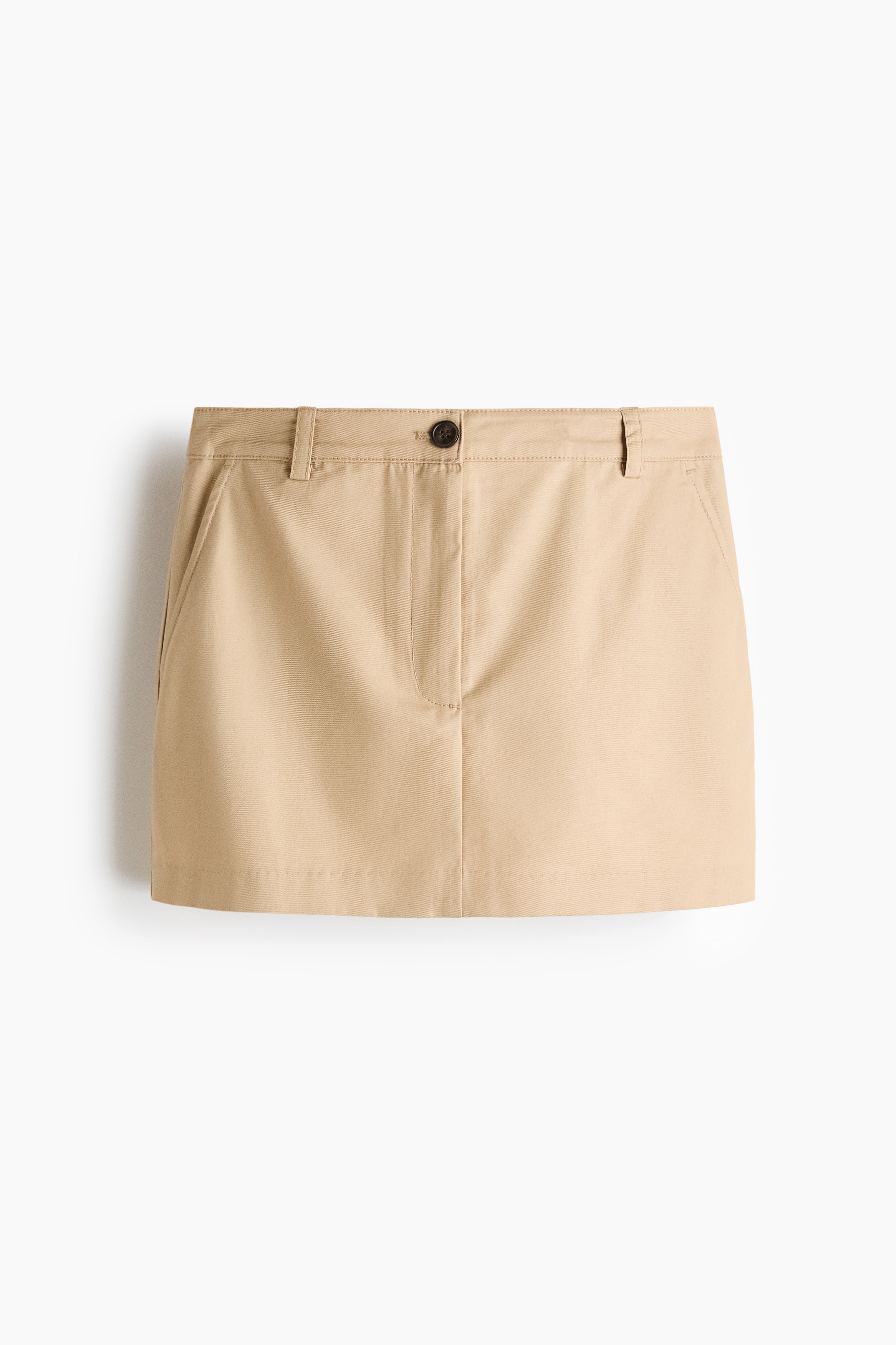 Cotton twill mini skirt - Beige