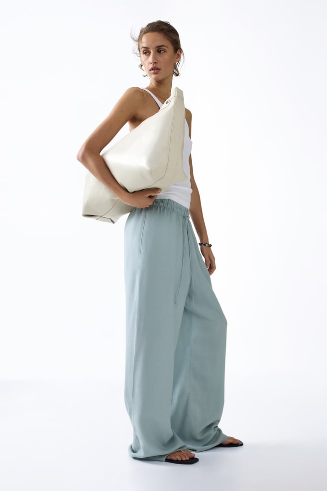 Pantalón en mezcla de lino - Turquesa claro/Negro/Marrón oscuro/Beige claro/Blanco/Beige claro/Crema/Rayas/Beige claro/Rayas/Beige/Rojo oscuro/Verde caqui oscuro - 5