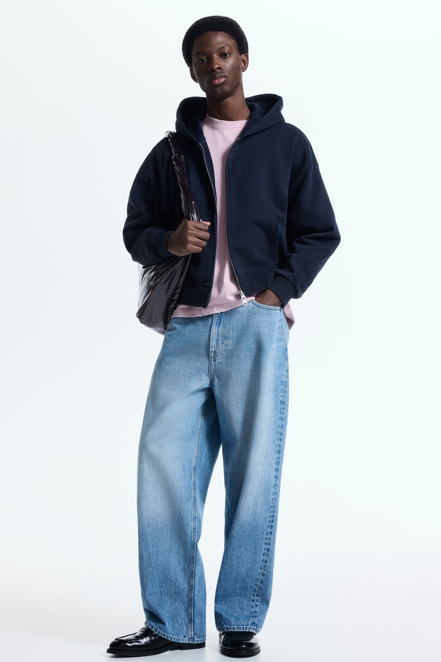 Oversized Fit Zip-through hoodie - Dark blue/Light green/Grey marl/Khaki green/Dark grey/Vintage black - 5