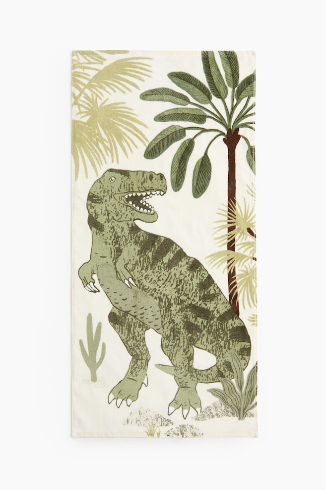 Patterned Bath Towel - Cream/dinosaur/Cream/blue fish/Turquoise/Paradise - 1