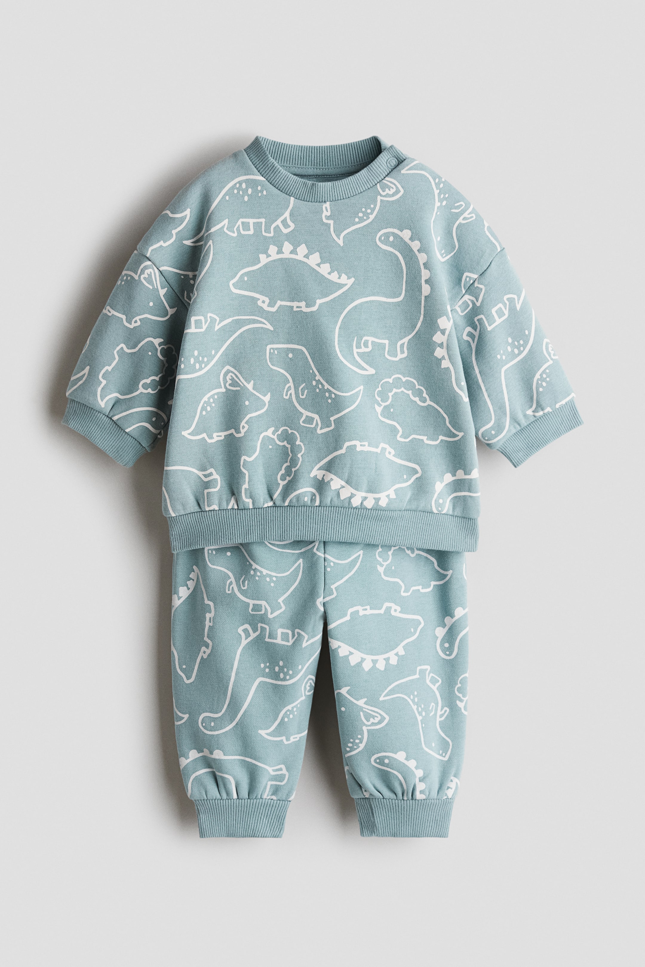 Grösseres Bild ansehen: 2-teiliges Sweatshirt-Set mit Print - Helltürkis/Dinosaurier - KINDER | H&M CH 1