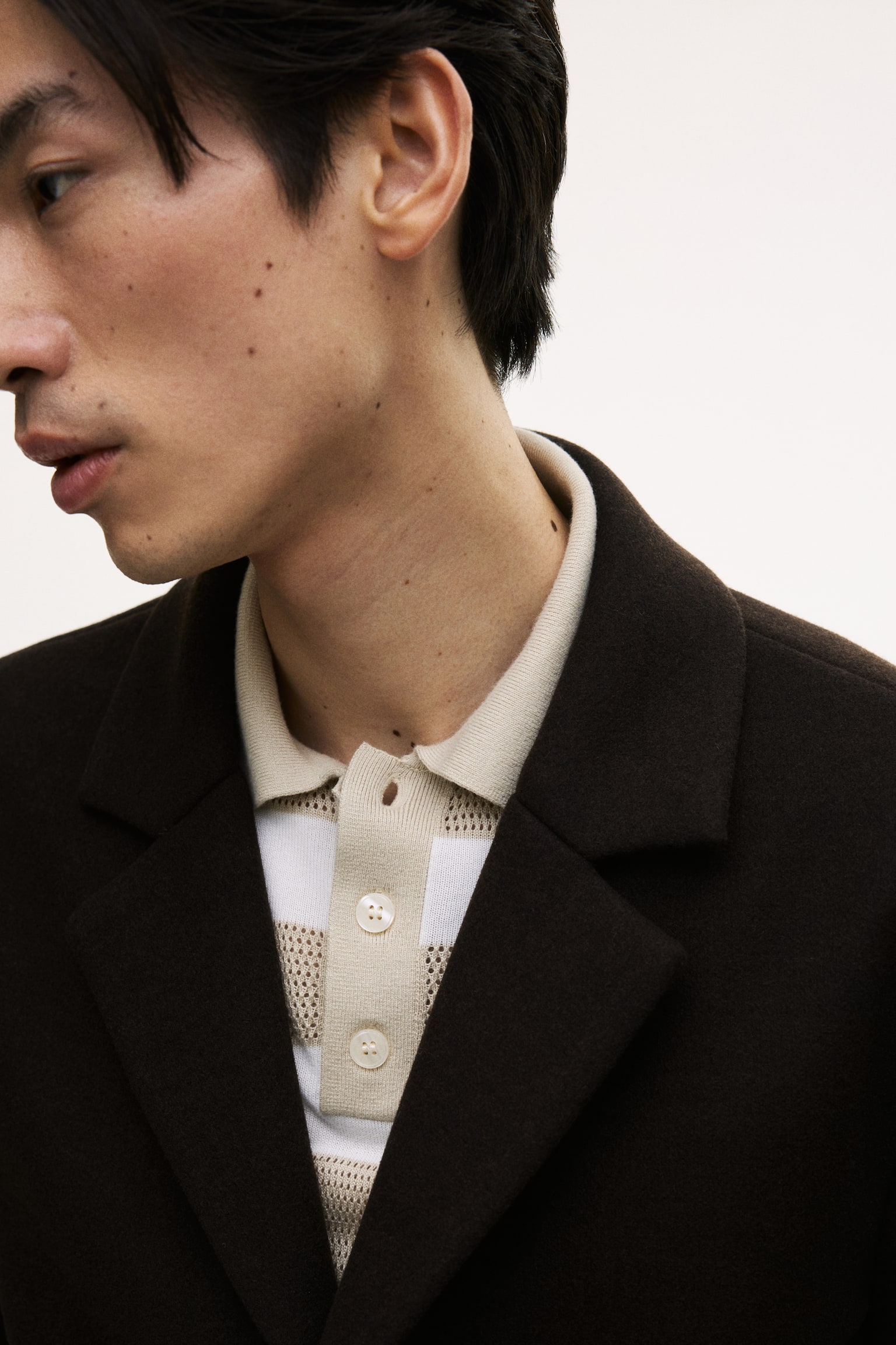 Playera polo tejida Regular Fit - Beige claro/Franjas/Borgoña/Rayado - 6