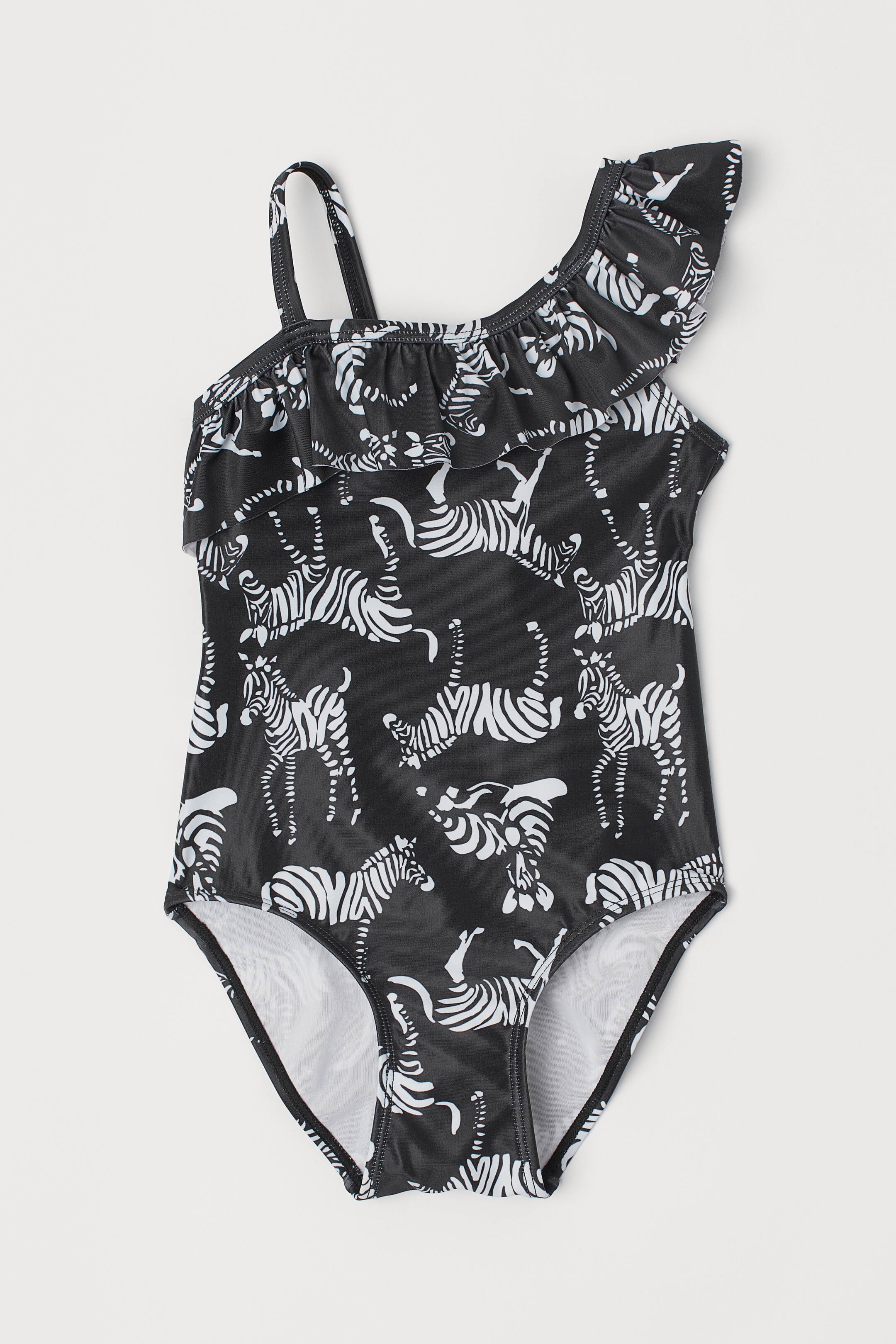 Größeres Bild ansehen: Badeanzug mit Volant - Schwarz/Zebras - Kids | H&M DE 1