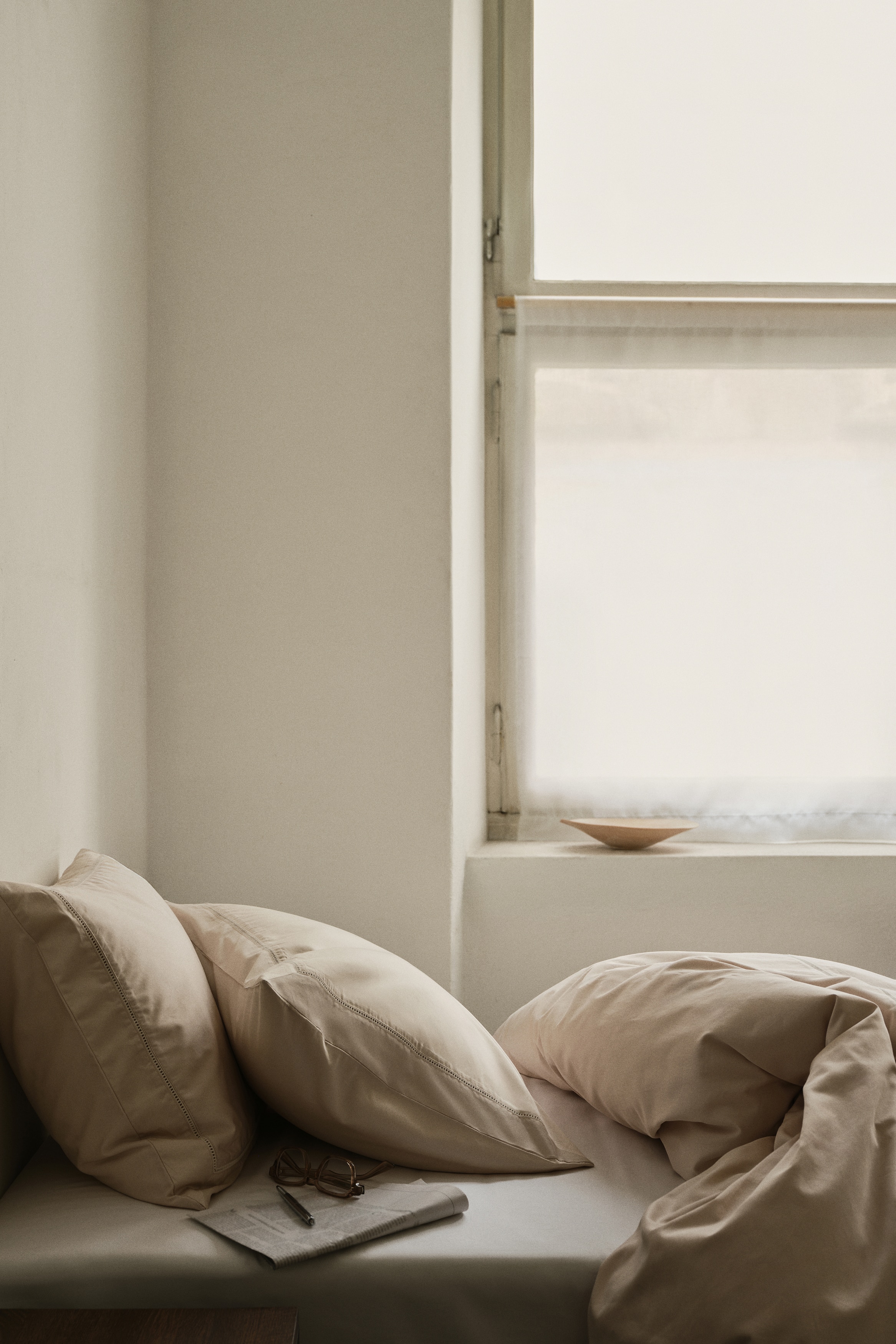 Komplet pościeli pojedynczej z bawełny egipskiej - Jasnobeżowy