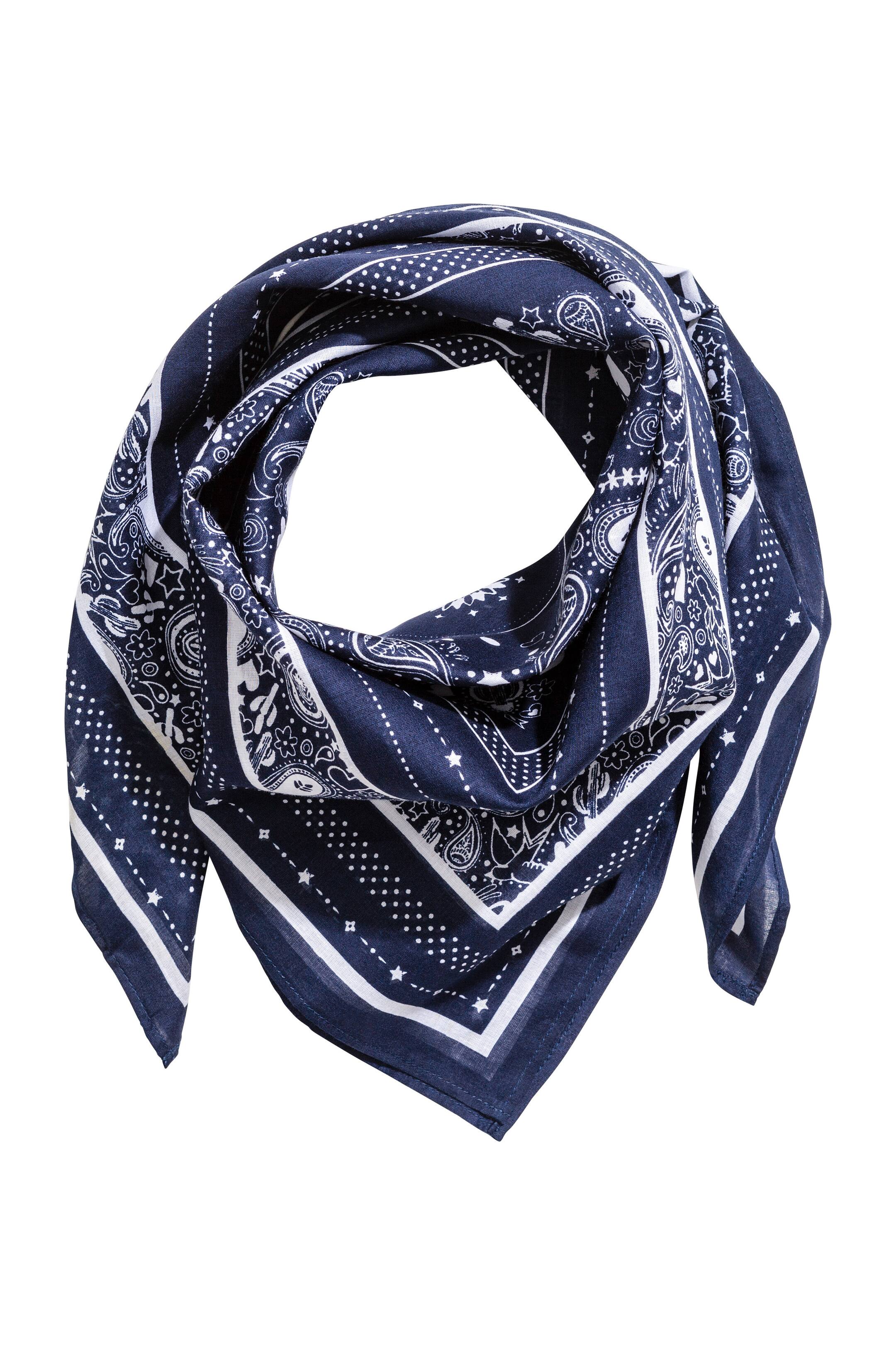 View larger image: Patterned scarf - Dark blue - Ladies | H&M GB 1