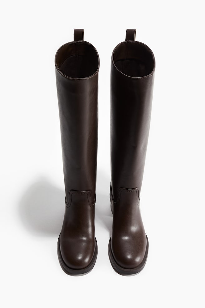 Knee-high boots - Ciemnobrązowy - 1