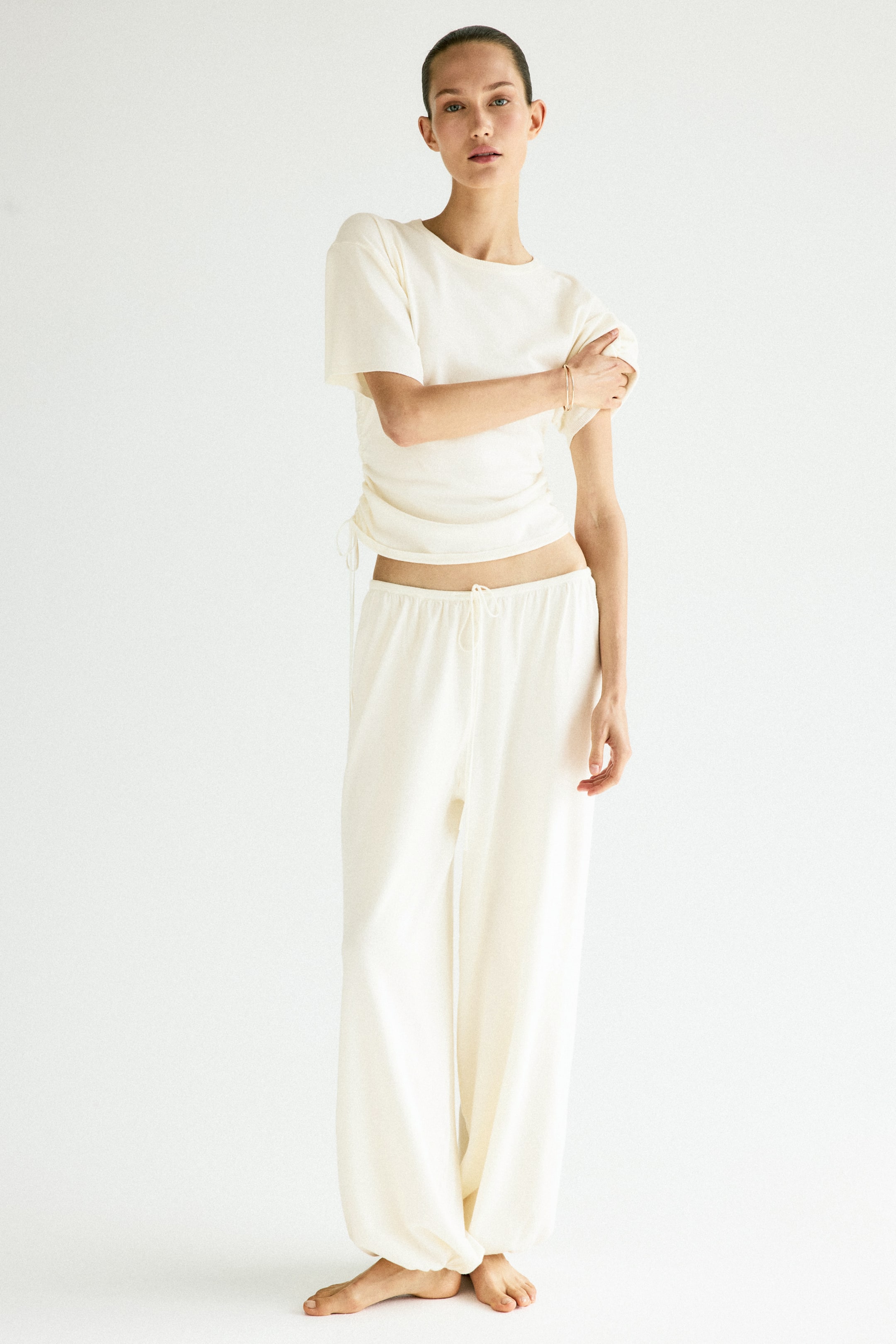 Fine-Knit Drawstring-Detail Top