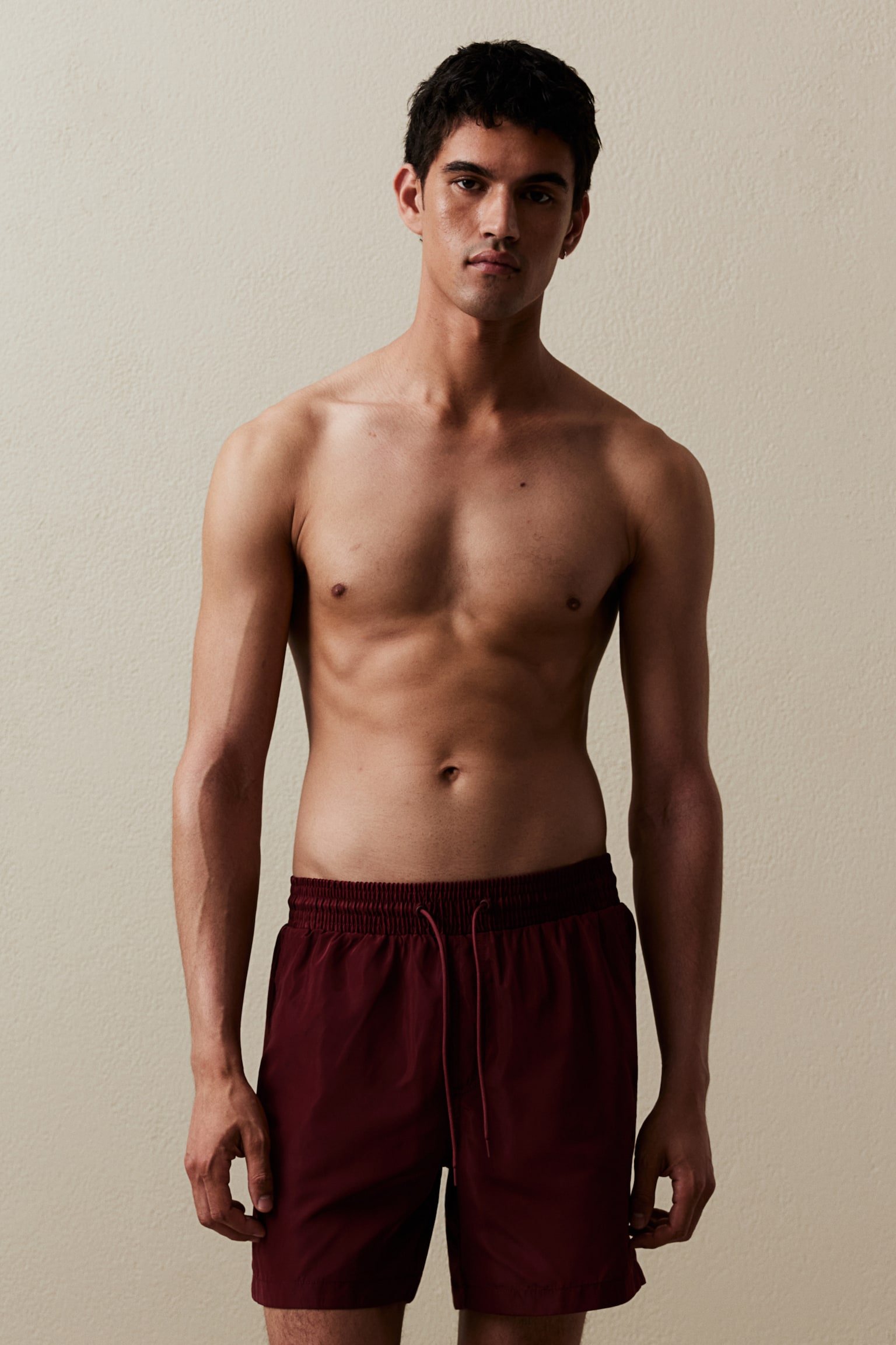 Swim shorts - Burgundy/Dark brown/Black/Light beige - 5