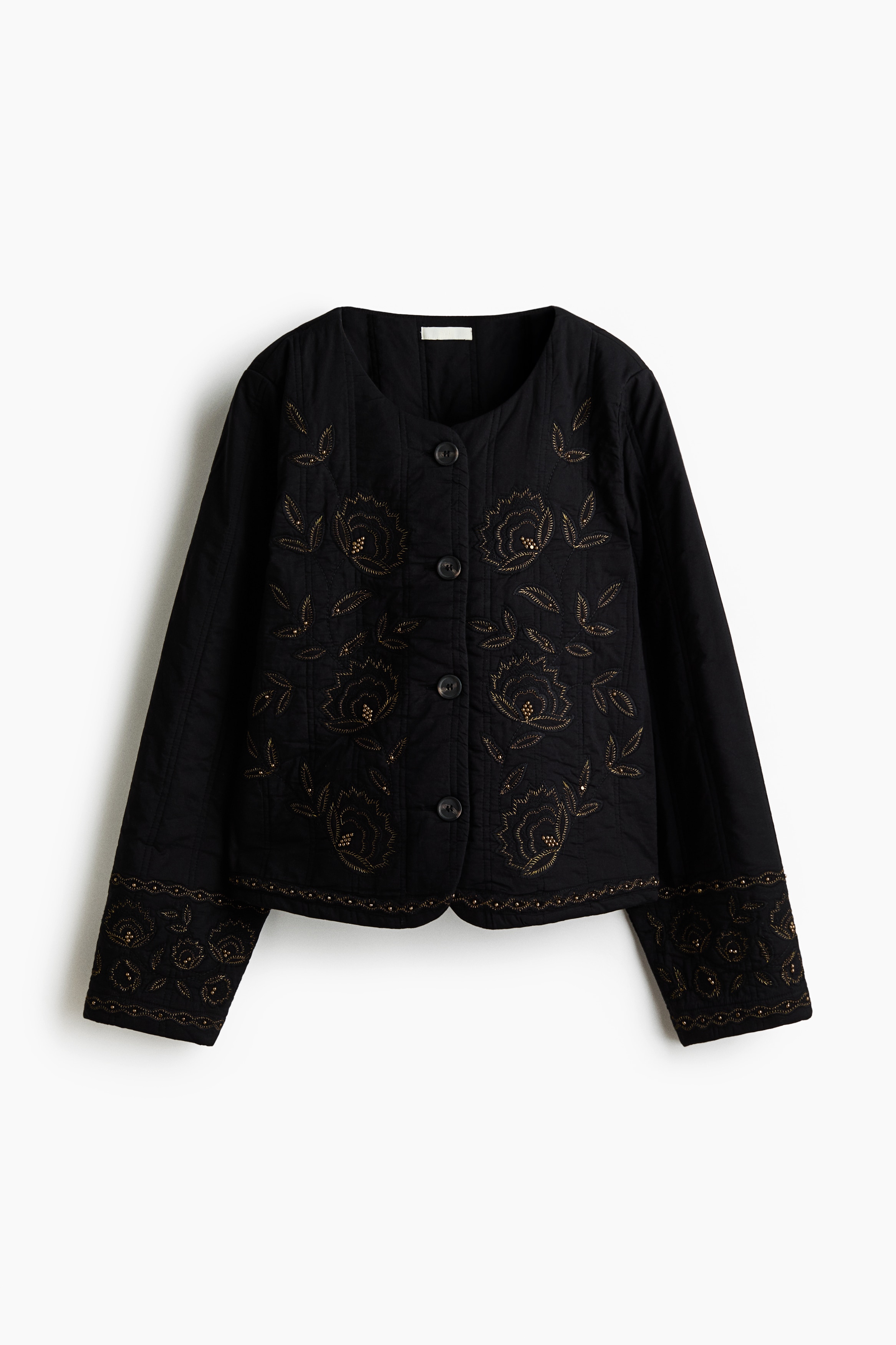Quilted cotton jacket - Svart/Blommig