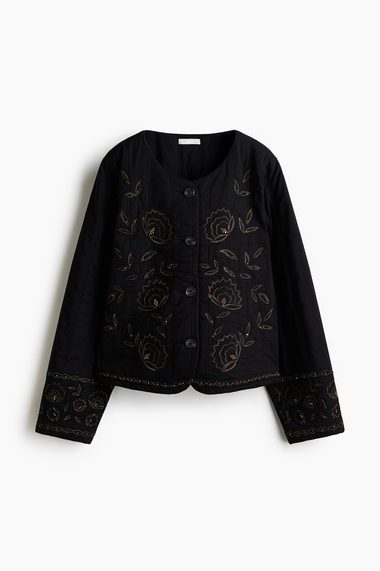 Quilted cotton jacket - Black/Floral - 2