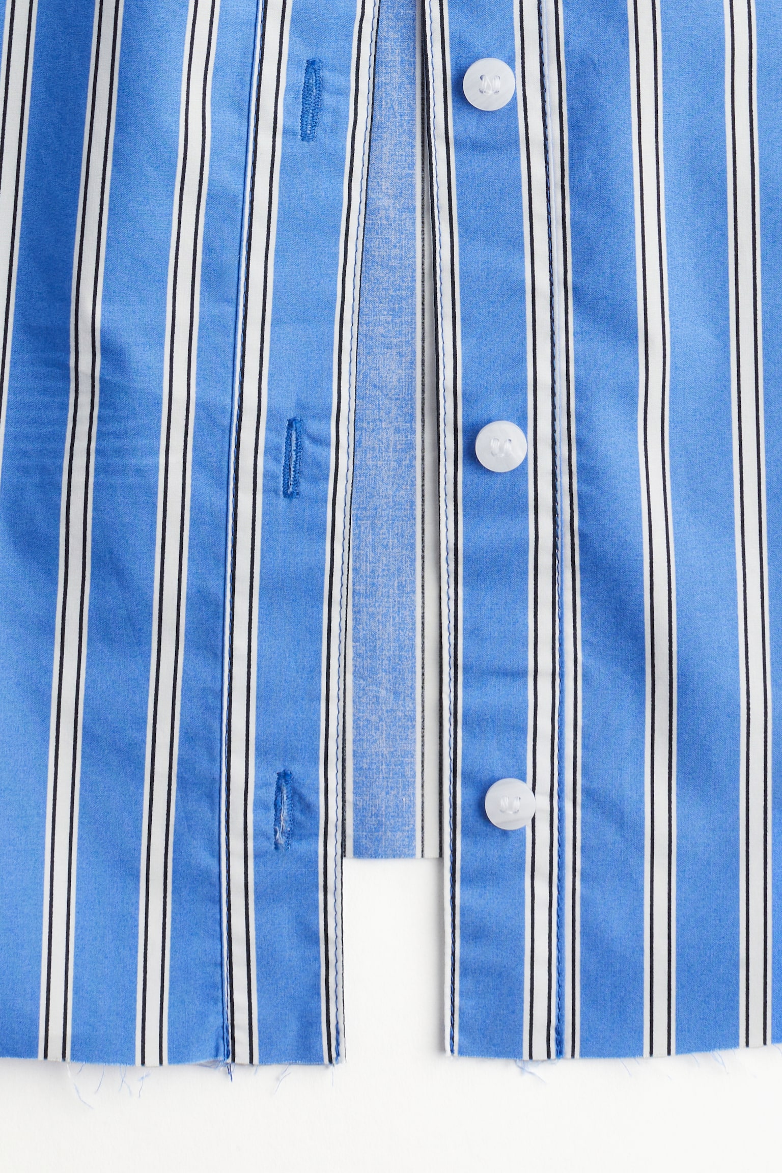 Cropped cotton shirt - Blue/Striped/Black/Brown/Orange/White - 3