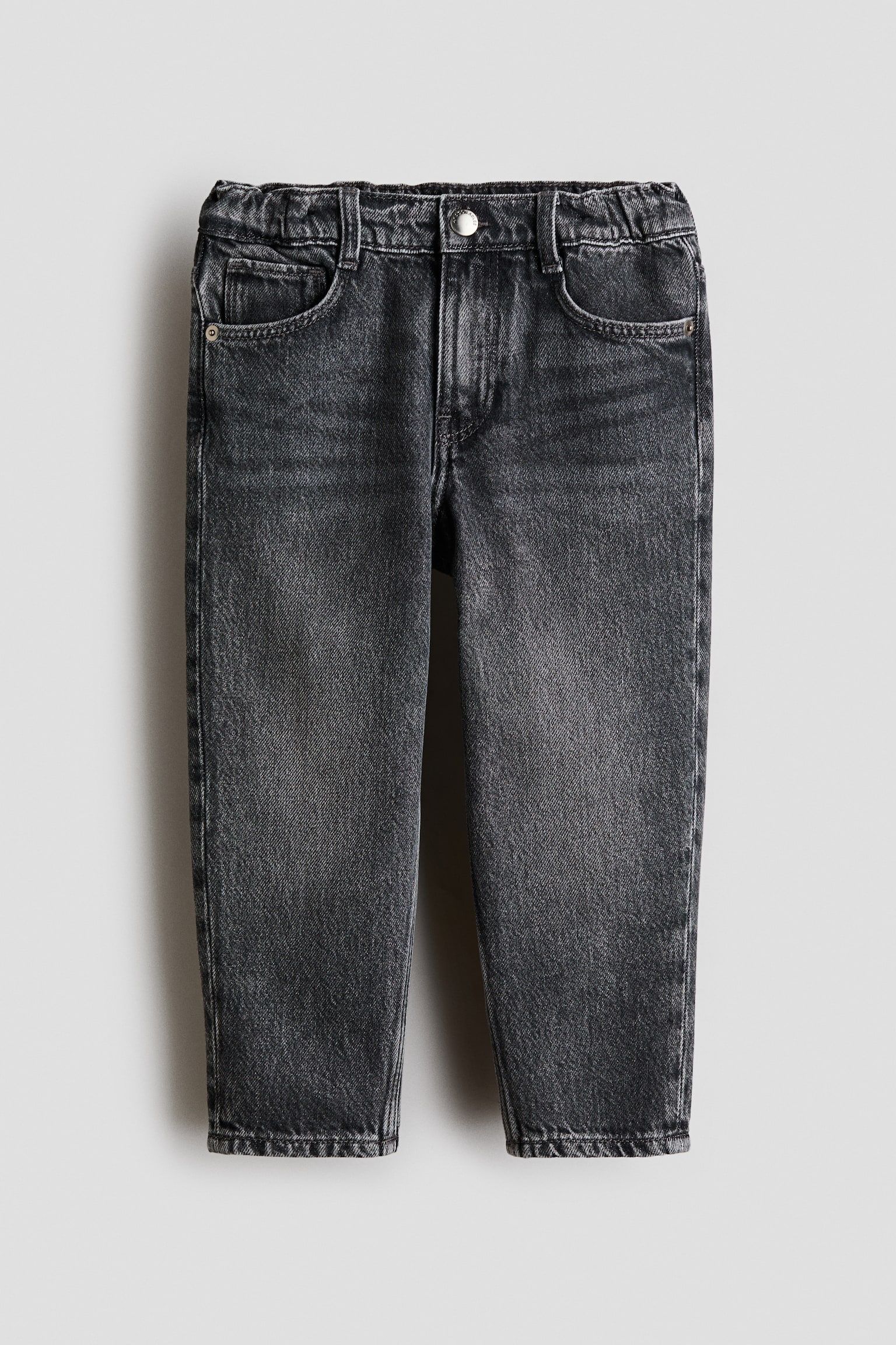 Tapered cotton-blend jeans-Dark grey - 1