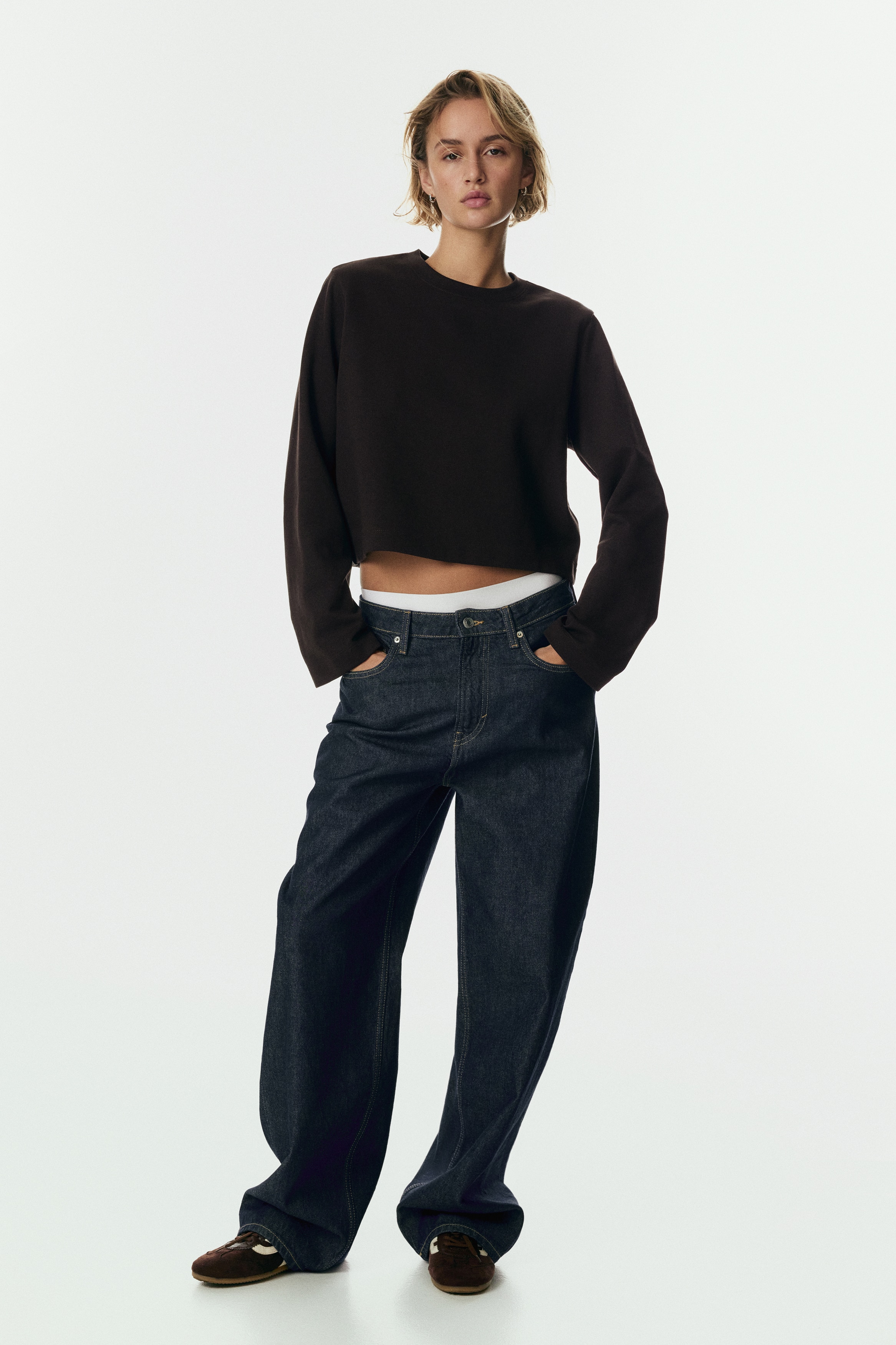 Women's Dark brown Short Interlock Top | H&M US