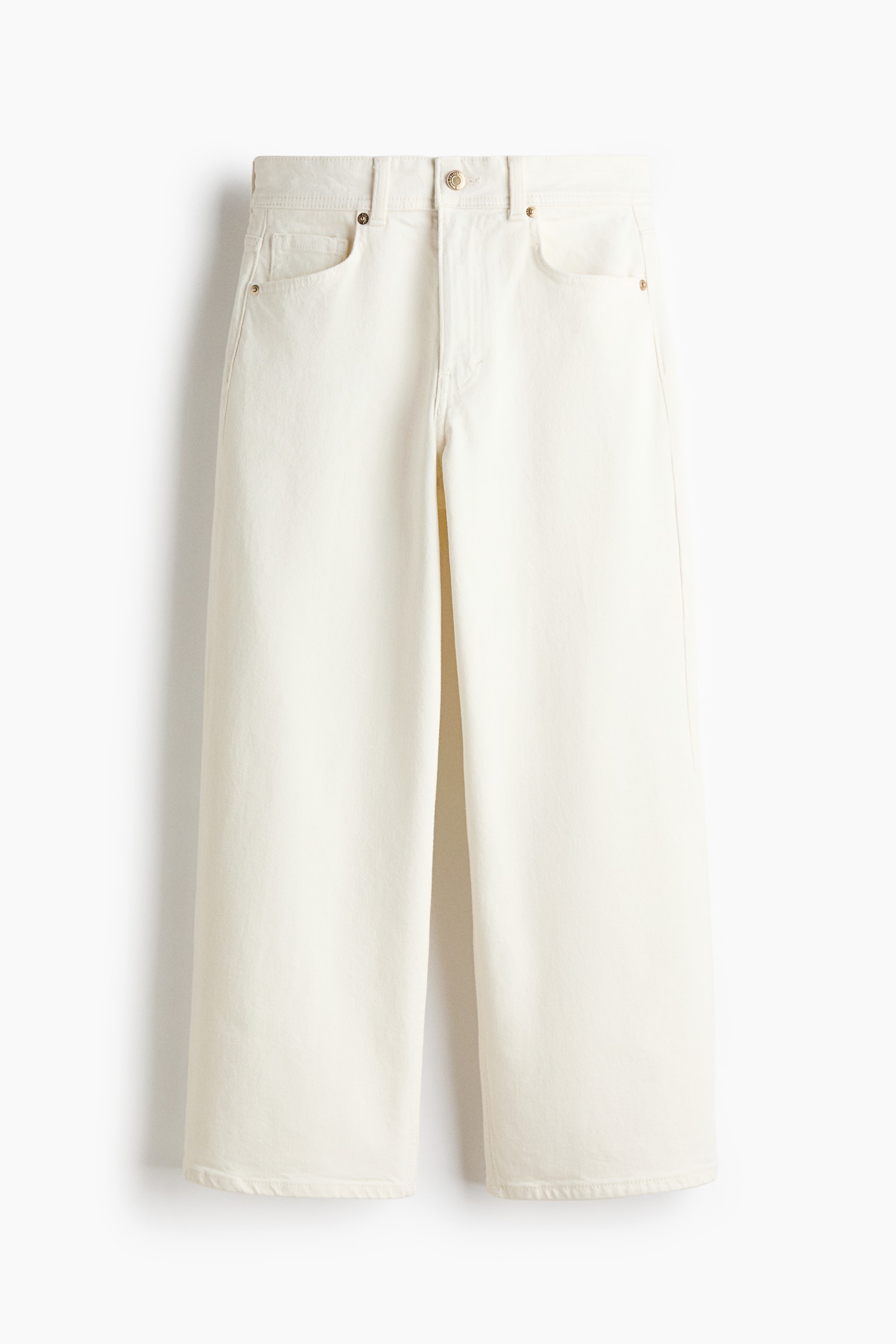 Wide High Waist Ankle Jeans - White/Denim blue - 2