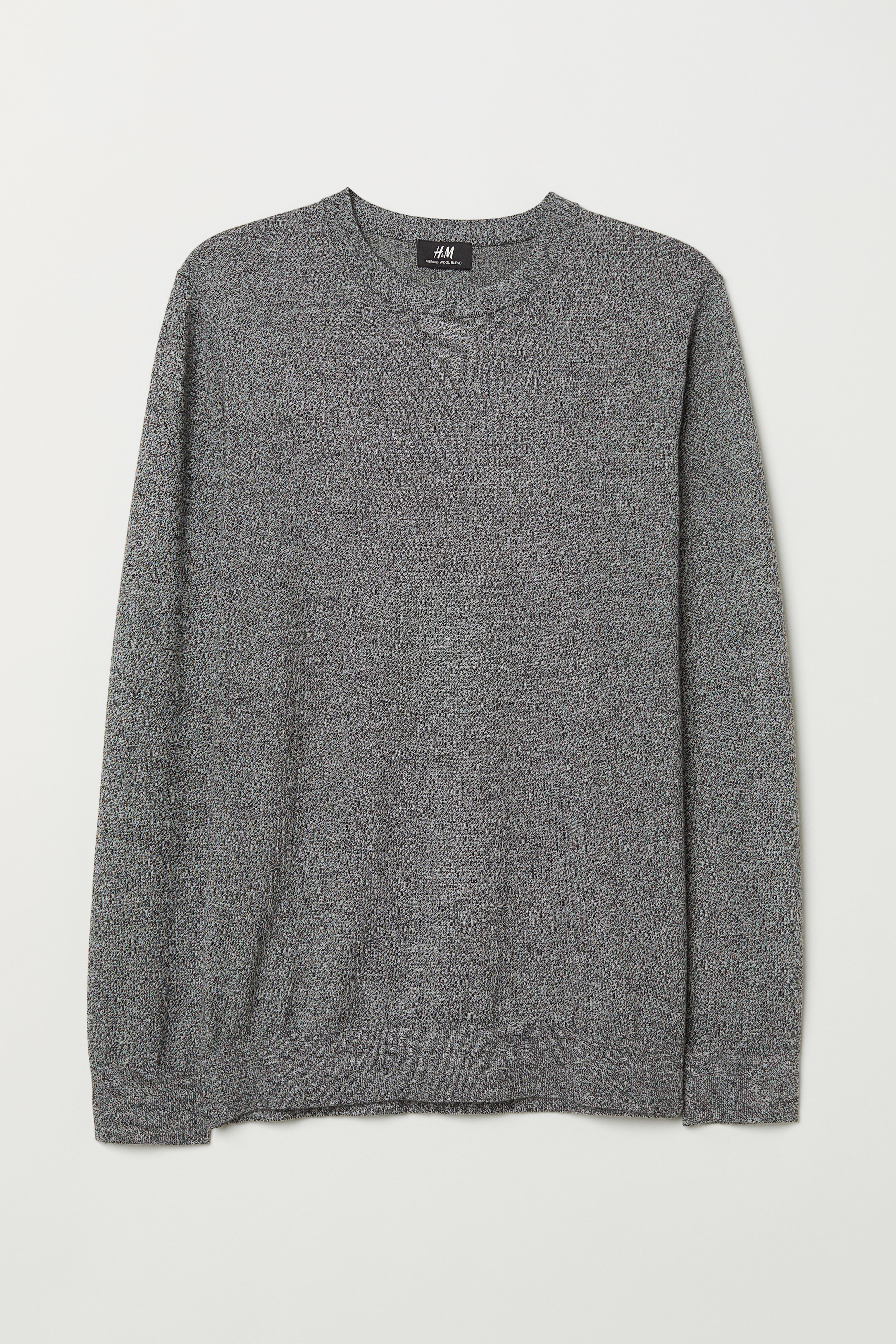 Knit Wool blend Sweater Gray melange Men H M CA