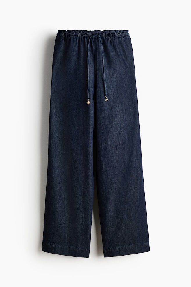 Wide paper bag trousers - Dark denim blue/Light denim blue/Denim blue/Dark denim blue/Dark brown/Cream - 1