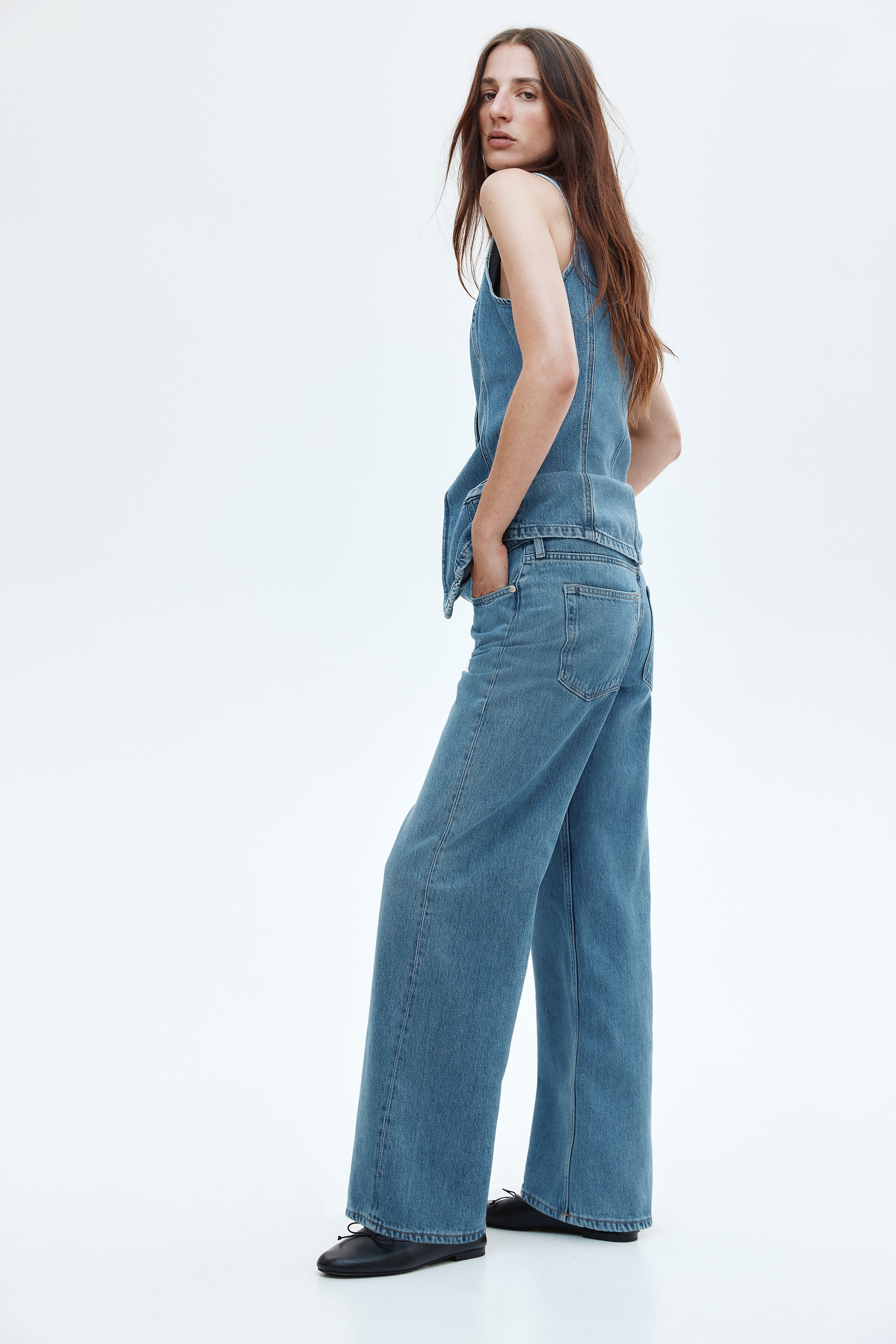 H & M - フェザーソフトワイドレギュラーデニム - ブルー H & M - フェザーソフトワイドレギュラーデニム - ブルー