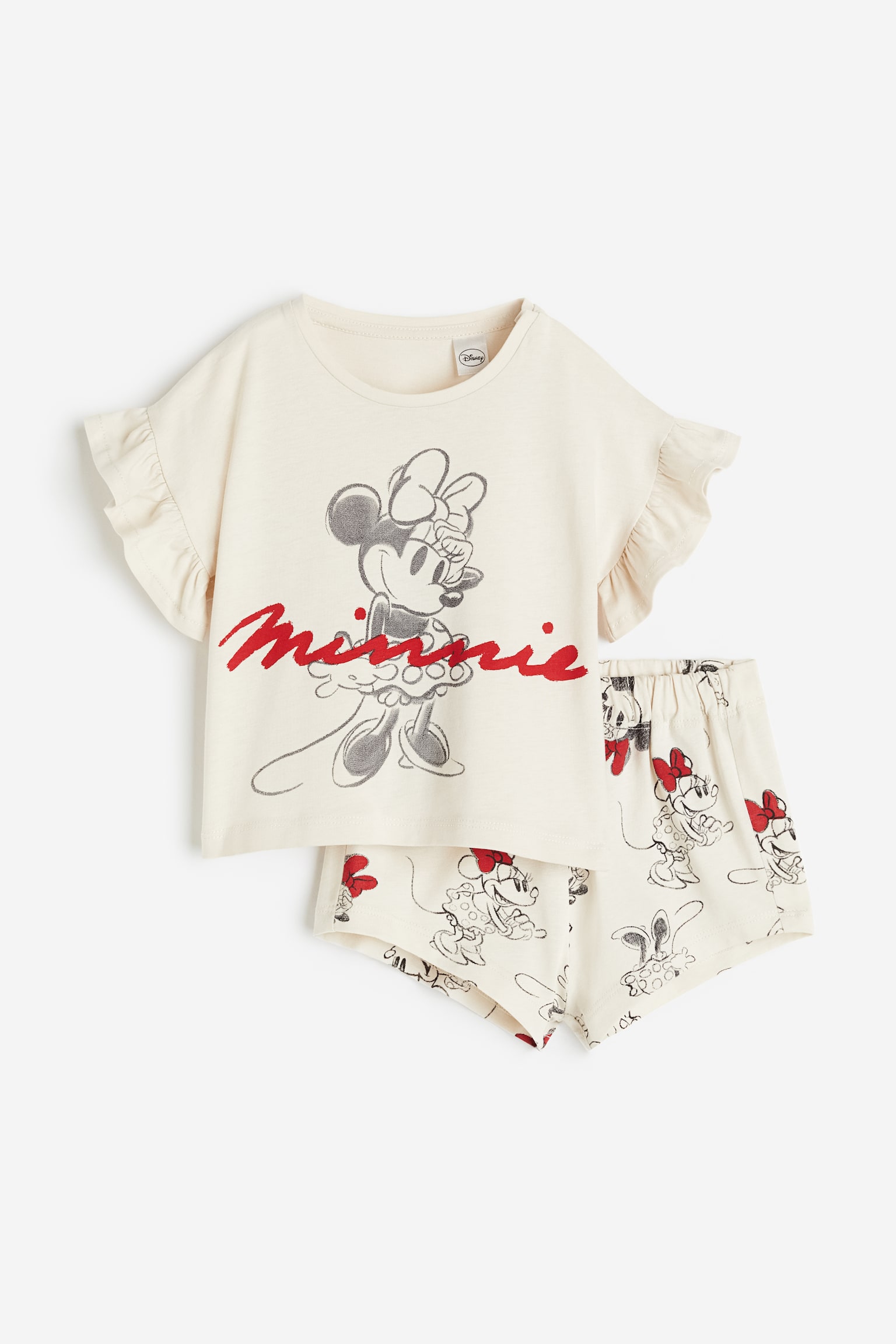 2-piece Print Cotton Set - Light beige/Minnie Mouse - 1