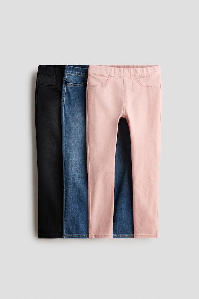 3-pack Denim Jeggings - Denim blue/light pink/Denim blue/Denim blue/black/Powder pink/denim blue/gray/Light pink/denim gray - 1