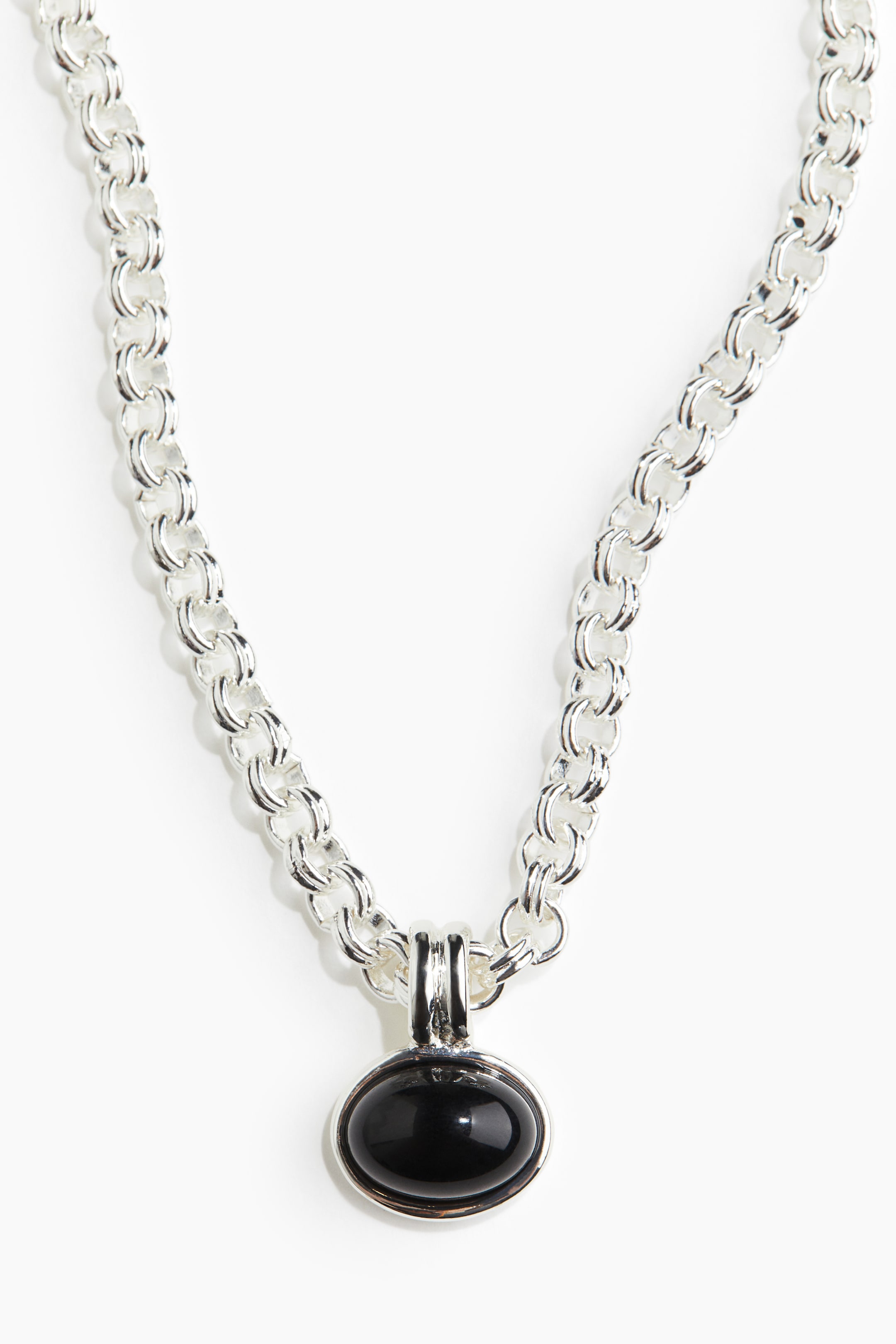 Collier avec pendentif - Argenté/noir - FEMME | H&M CH