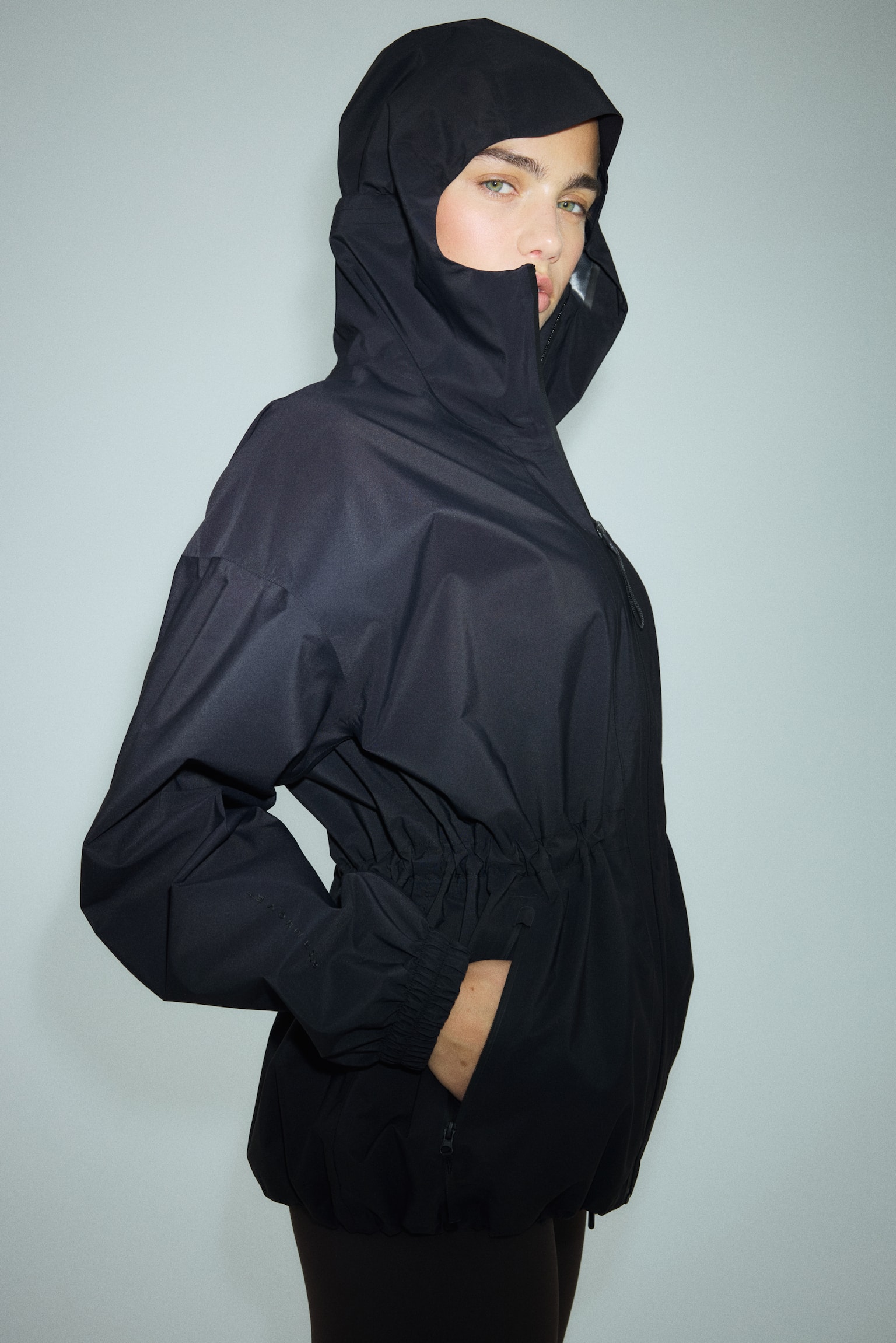 Rain jacket with StormMove™ - Black/White/Beige - 5