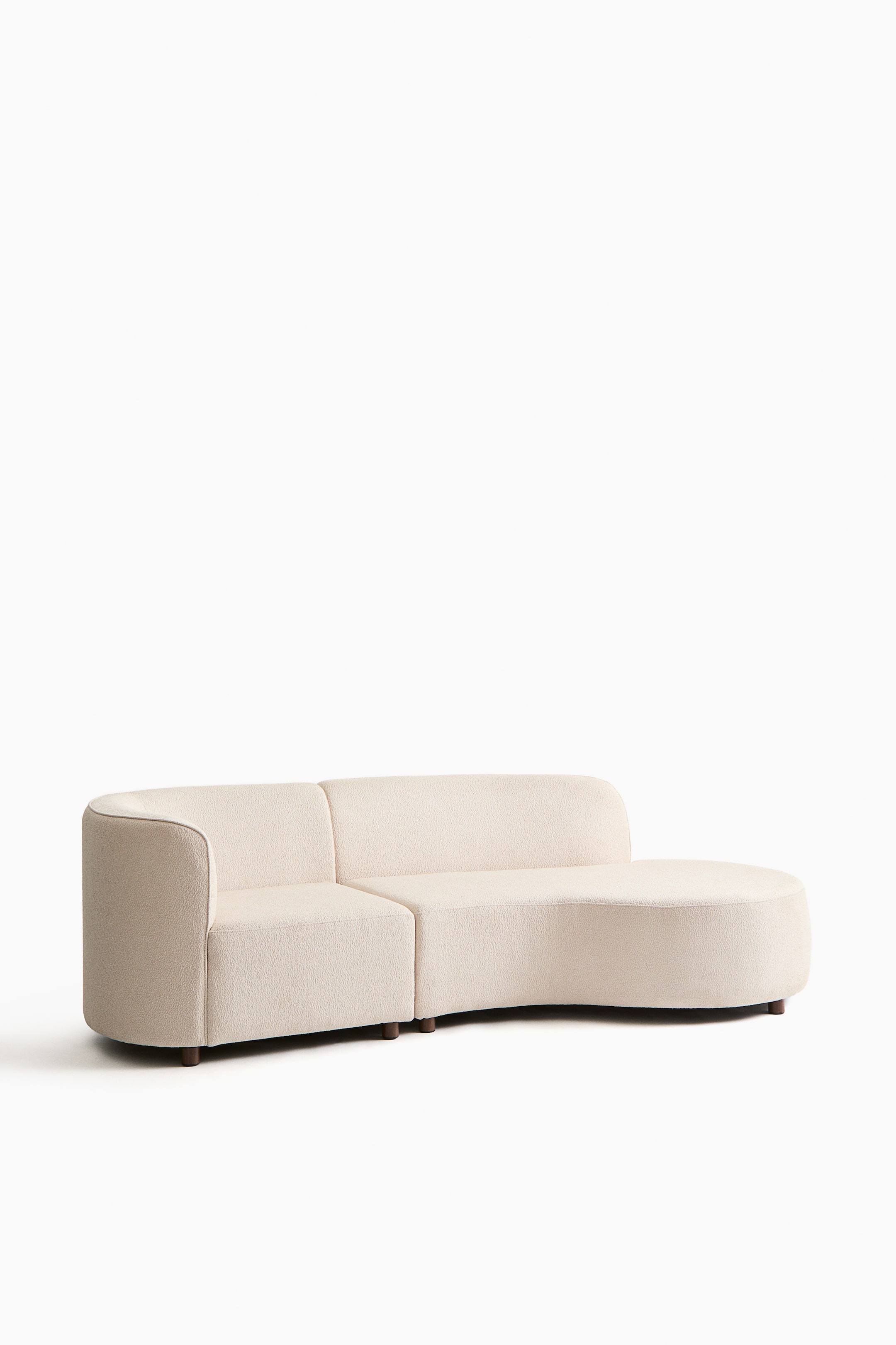 Visa större bild: Bouclé 3 Seater Curved Sofa - Polyester, Beige - H&M HOME - Home All | H&M SE 4