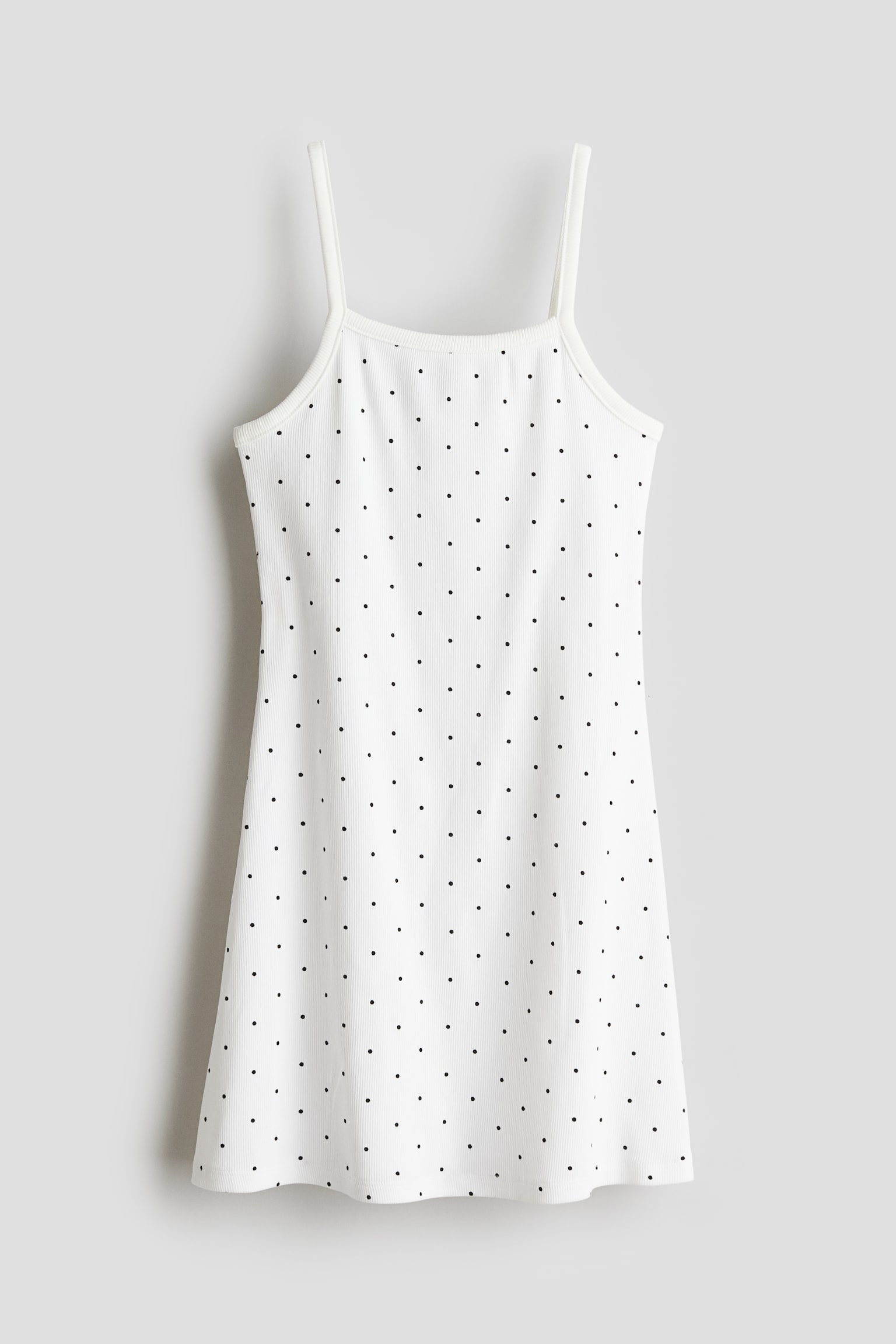 Cotton jersey strappy dress - White/Spotted/Dark grey/Dark red - 1