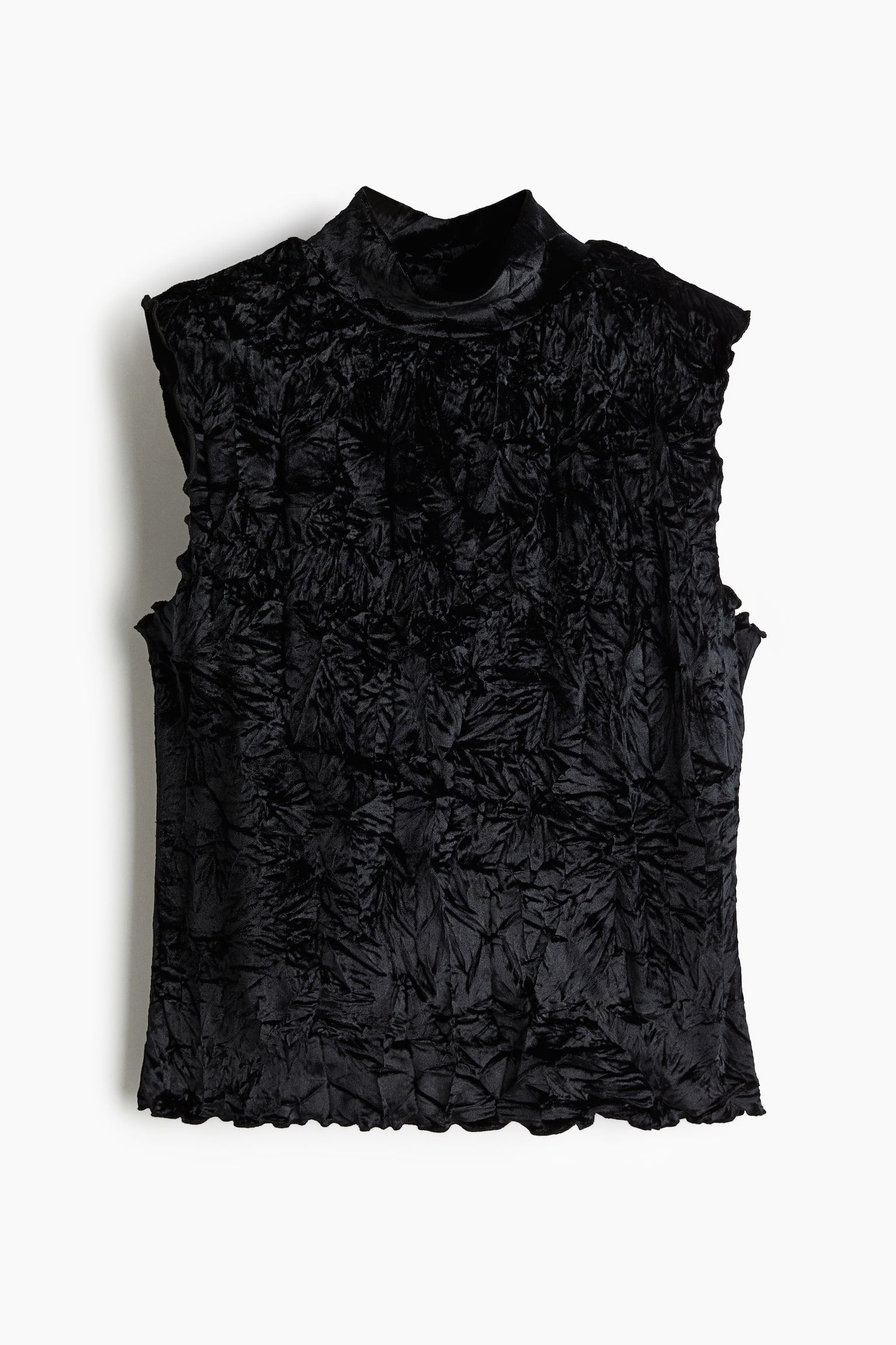 Crushed velour vest top - Black - 2