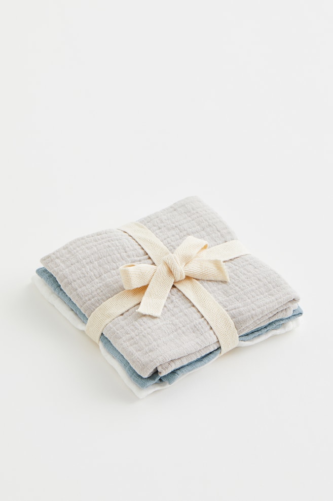 3-pack muslin comfort blankets - Light turquoise/White/Dark grey/Brown/Light pink/Beige - 3