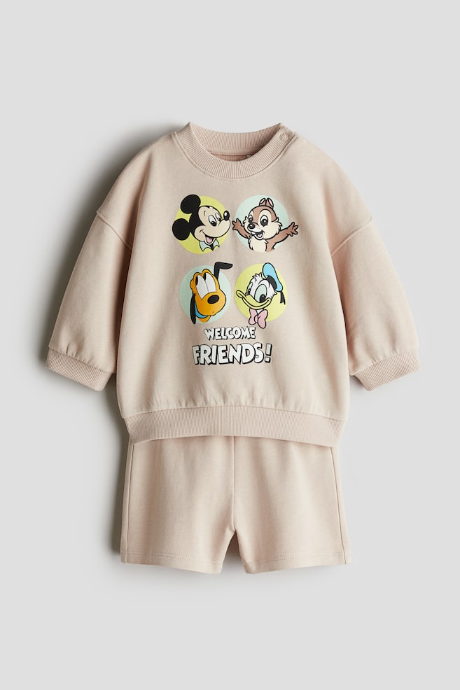 2-piece print-motif sweatshirt set - Beige/Disney - 1