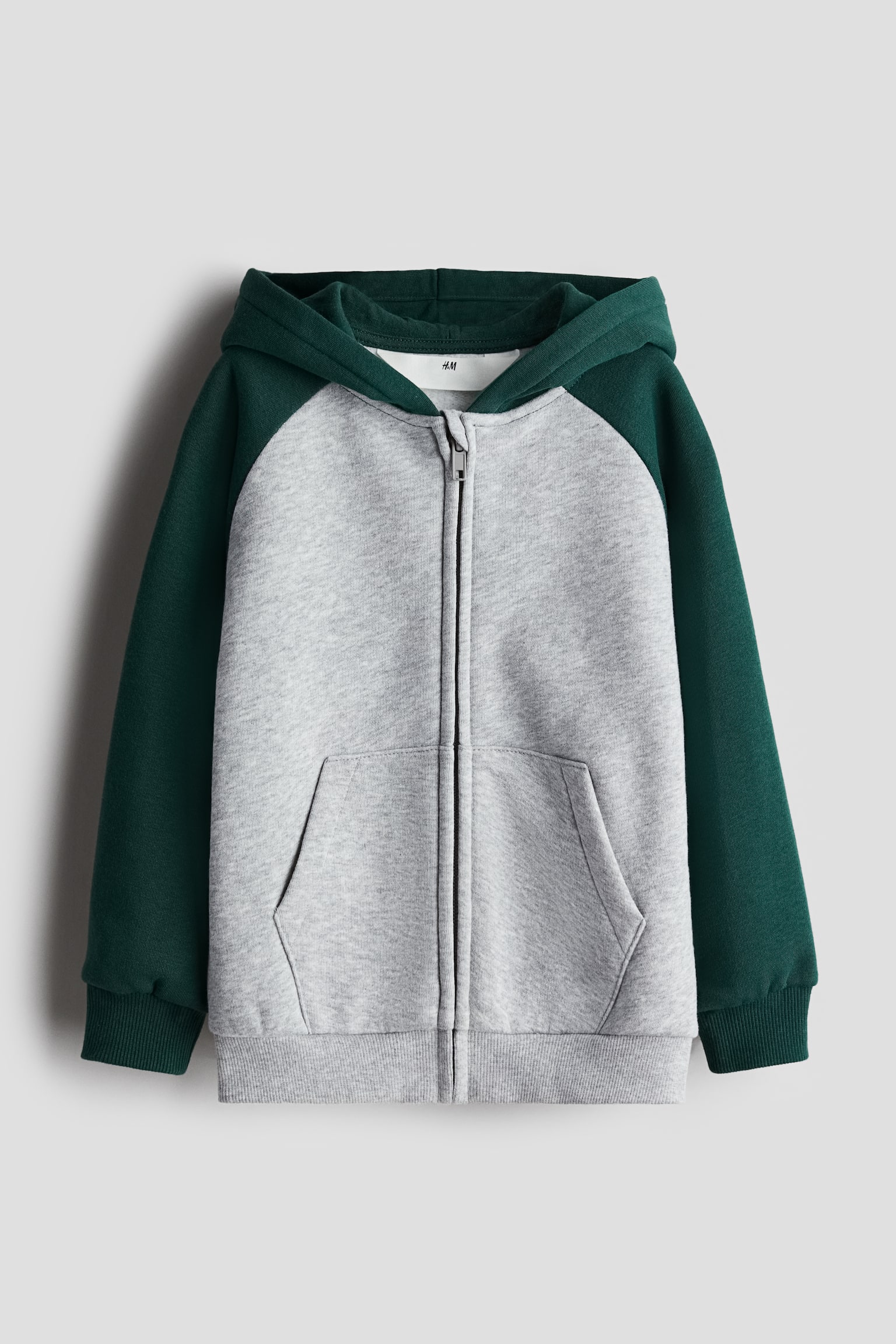 Zip-through hoodie - Dark green/Block-coloured/Light red/Dark turquoise/Light grey marl/Black/Navy blue - 1