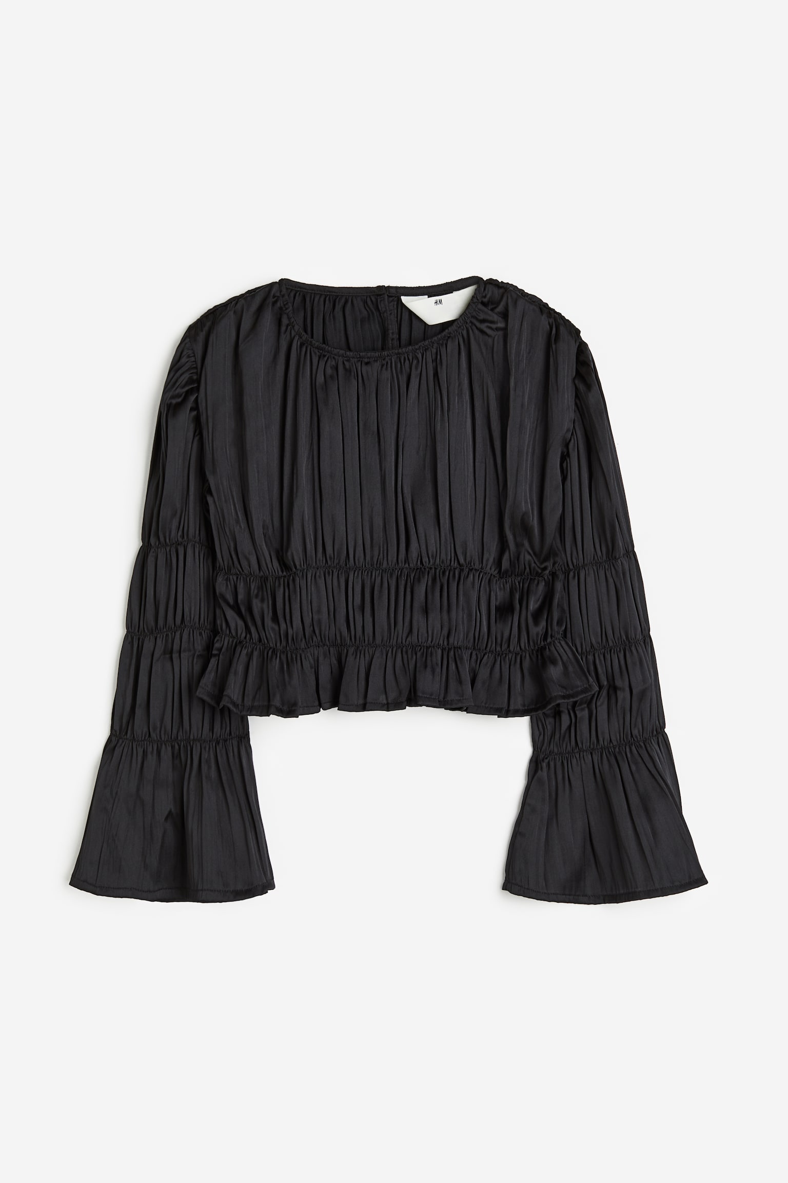 Plissé blouse - Black/White - 1