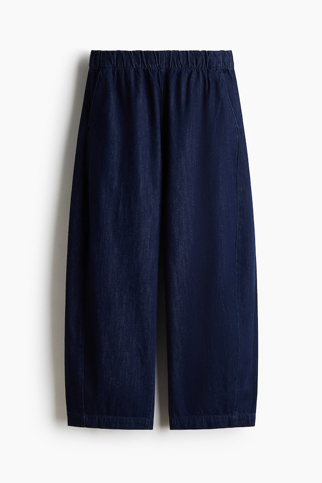 Denim barrel trousers - Dark denim blue/Beige/Leopard print/Dark brown - 1