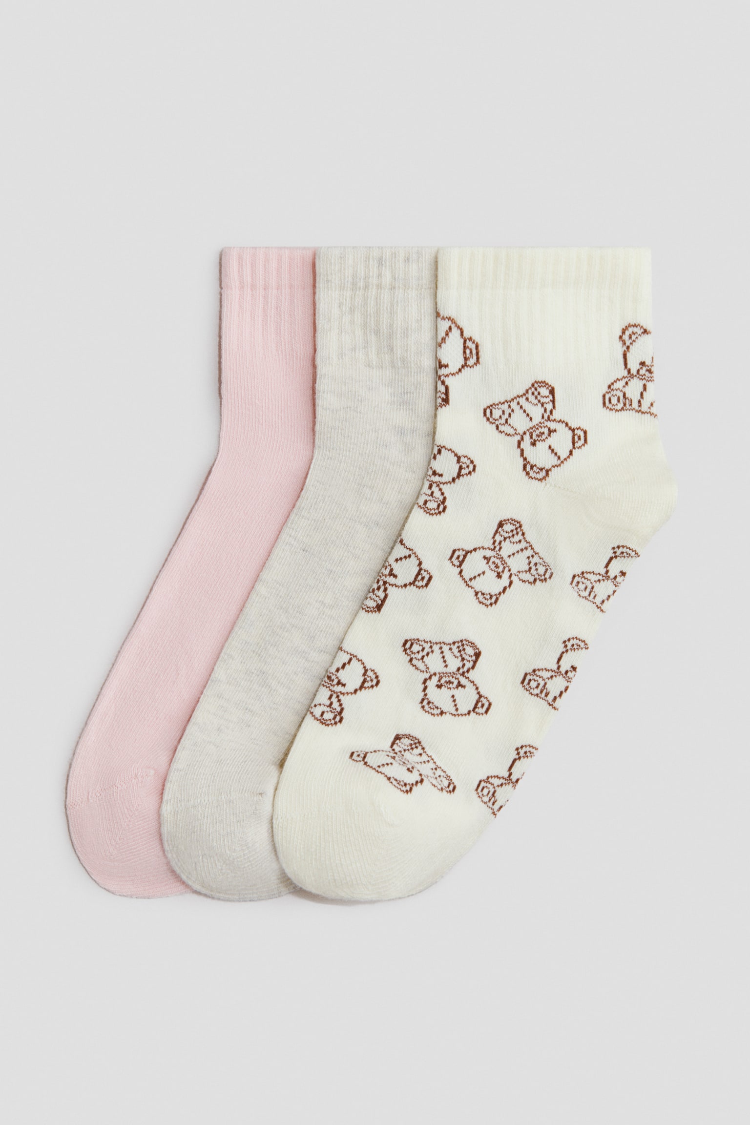 3-pack strumpor - Ljusrosa/Nallebjörnar