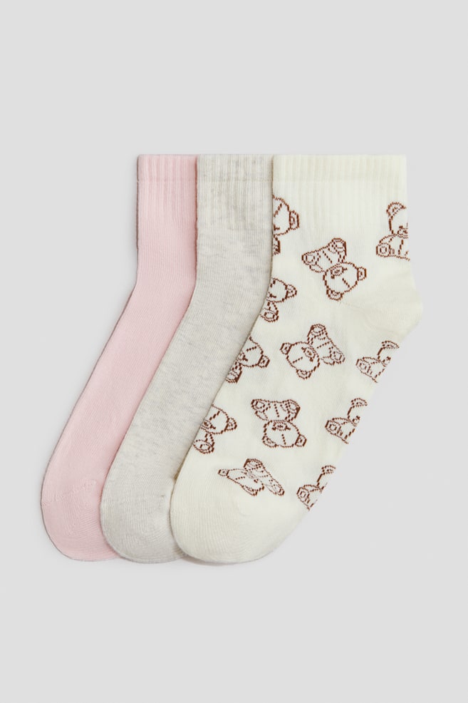 Calze 3 paia - Rosa chiaro/orsetti - 1