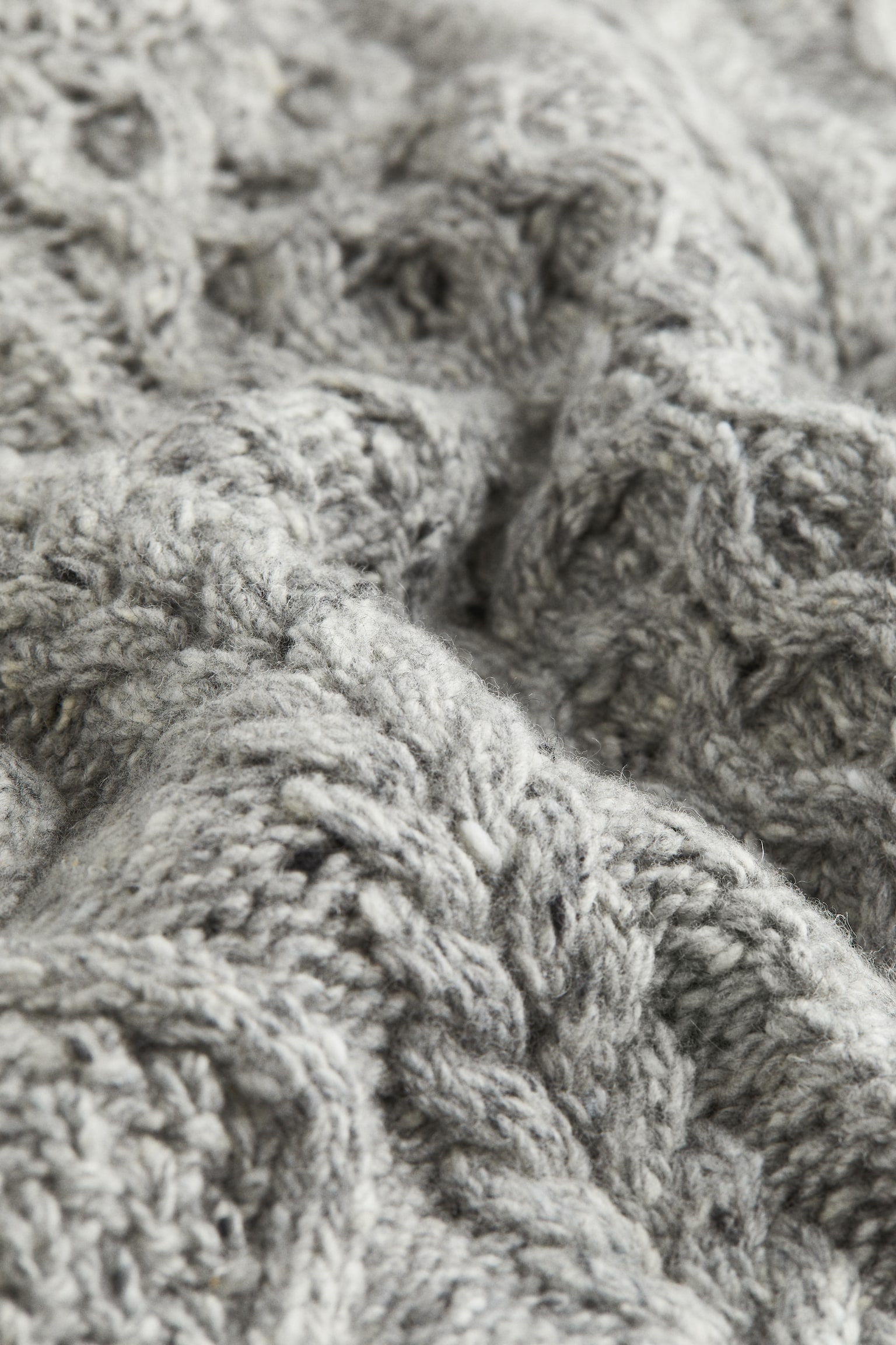 Wool-blend cable-knit jumper - Grey marl/Light beige - 5