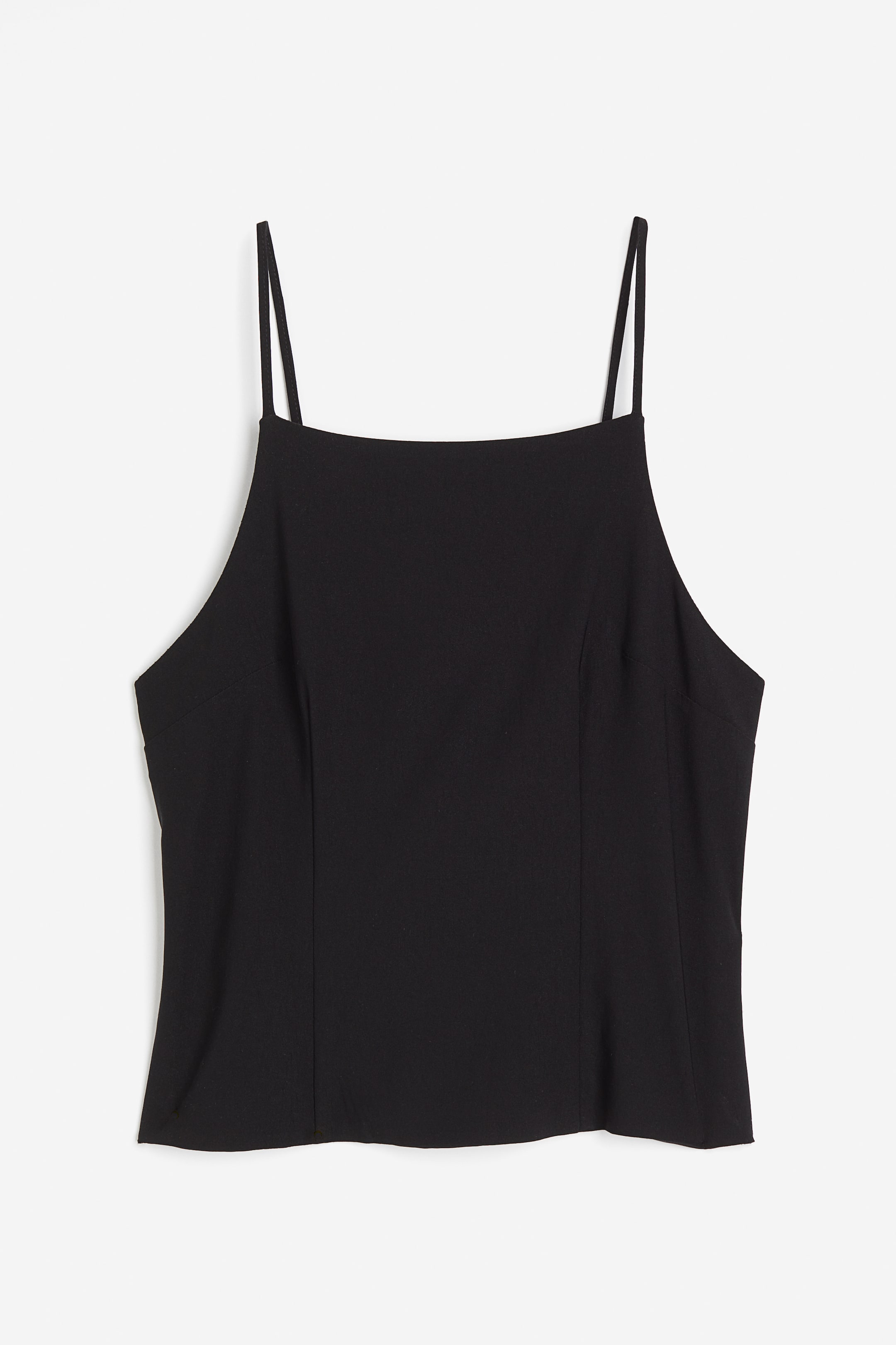 Open-backed strappy top - Square neckline - Sleeveless - Black - Ladies ...