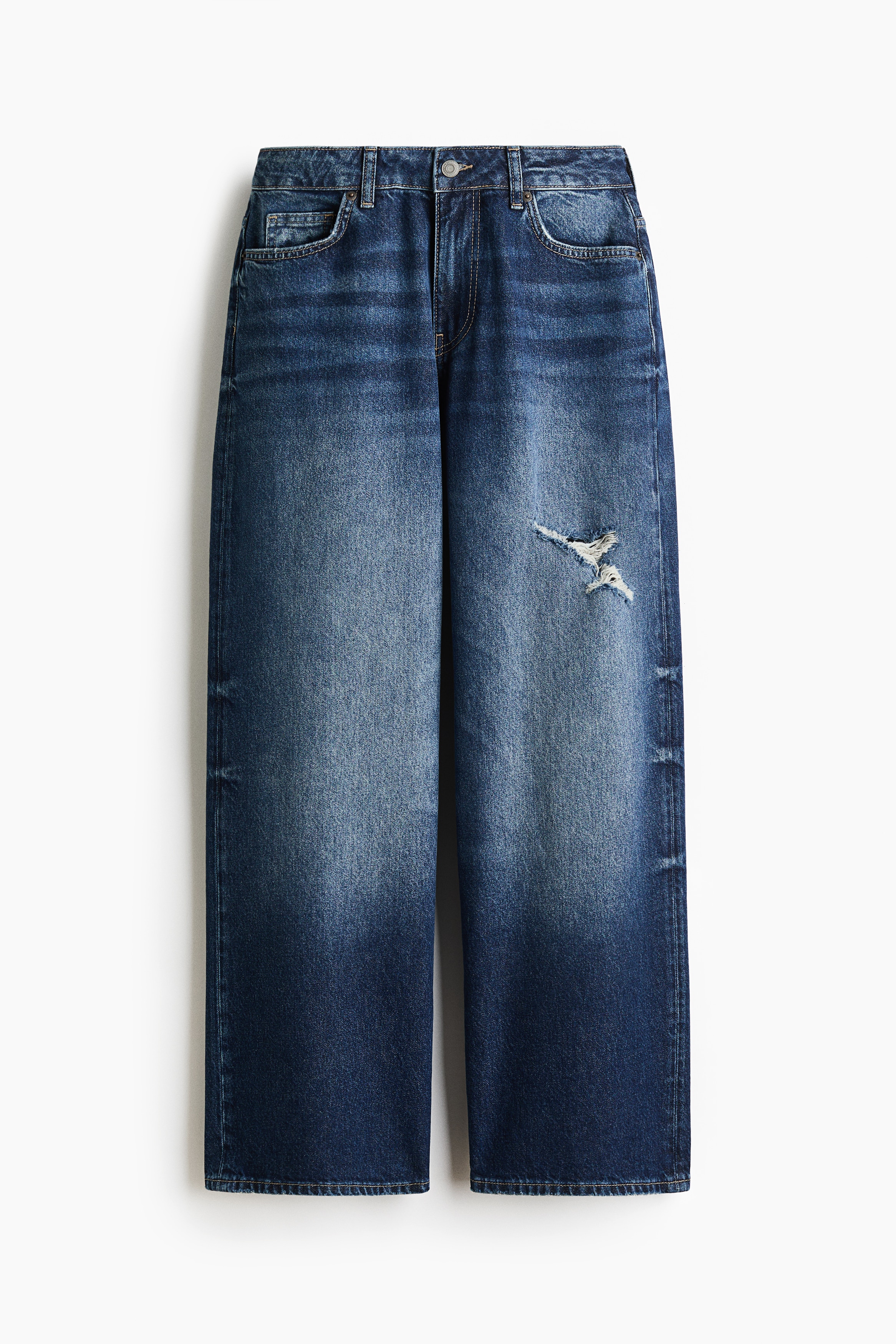 Baggy Low Waist Jeans - Dunkles Denimblau/Denimschwarz